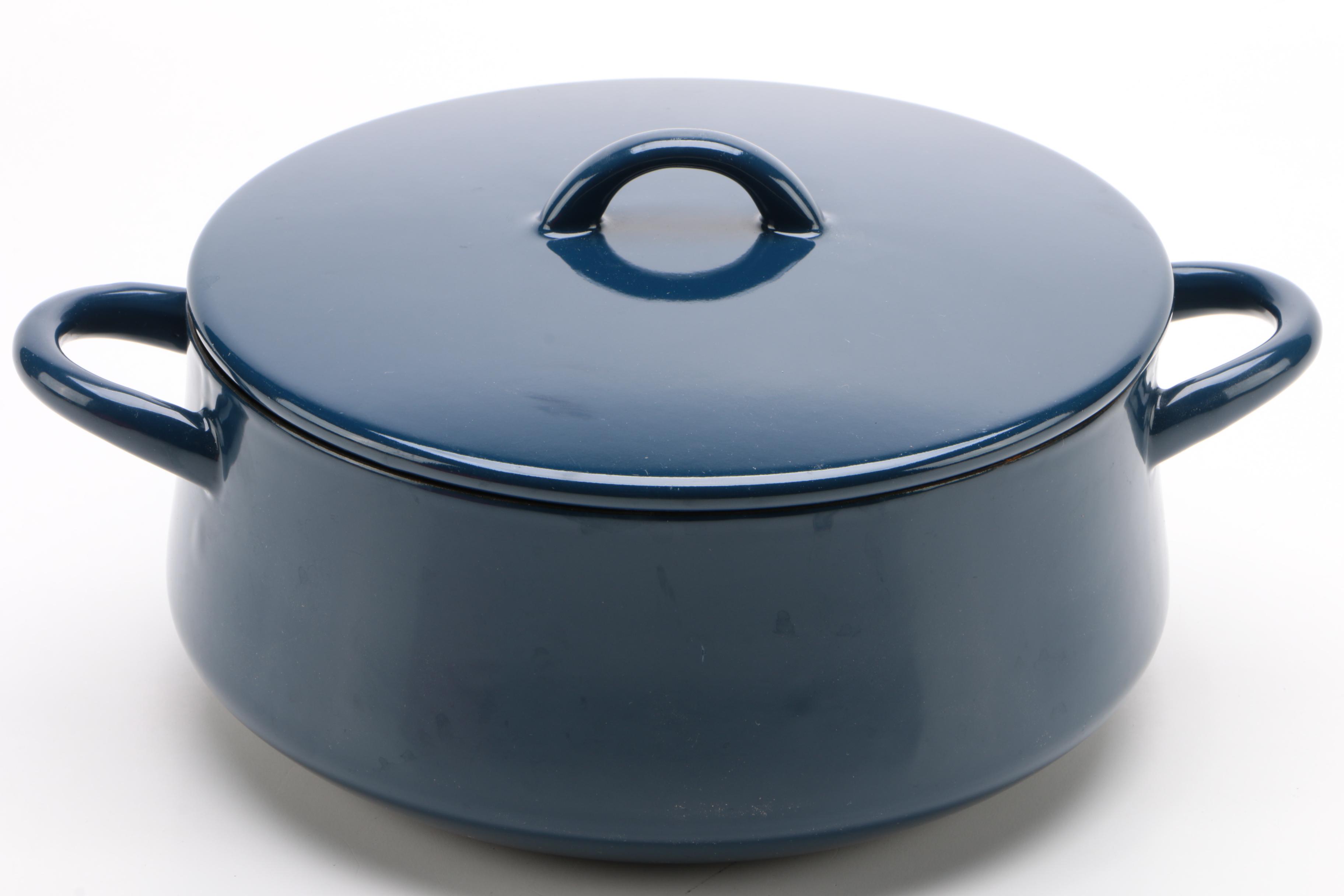 Dansk Red and Navy Enameled Cast Iron Dutch Ovens