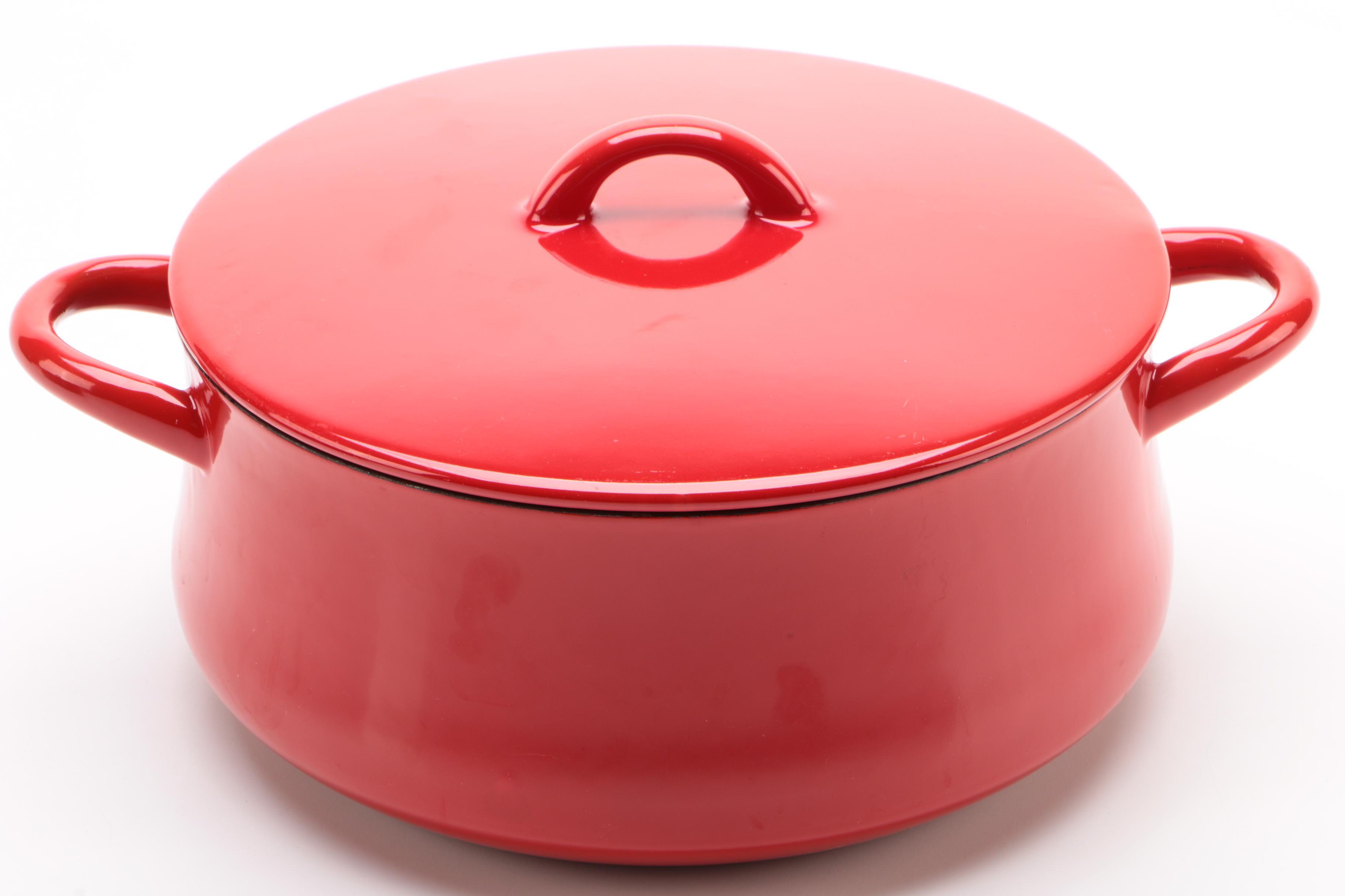 Dansk Red and Navy Enameled Cast Iron Dutch Ovens