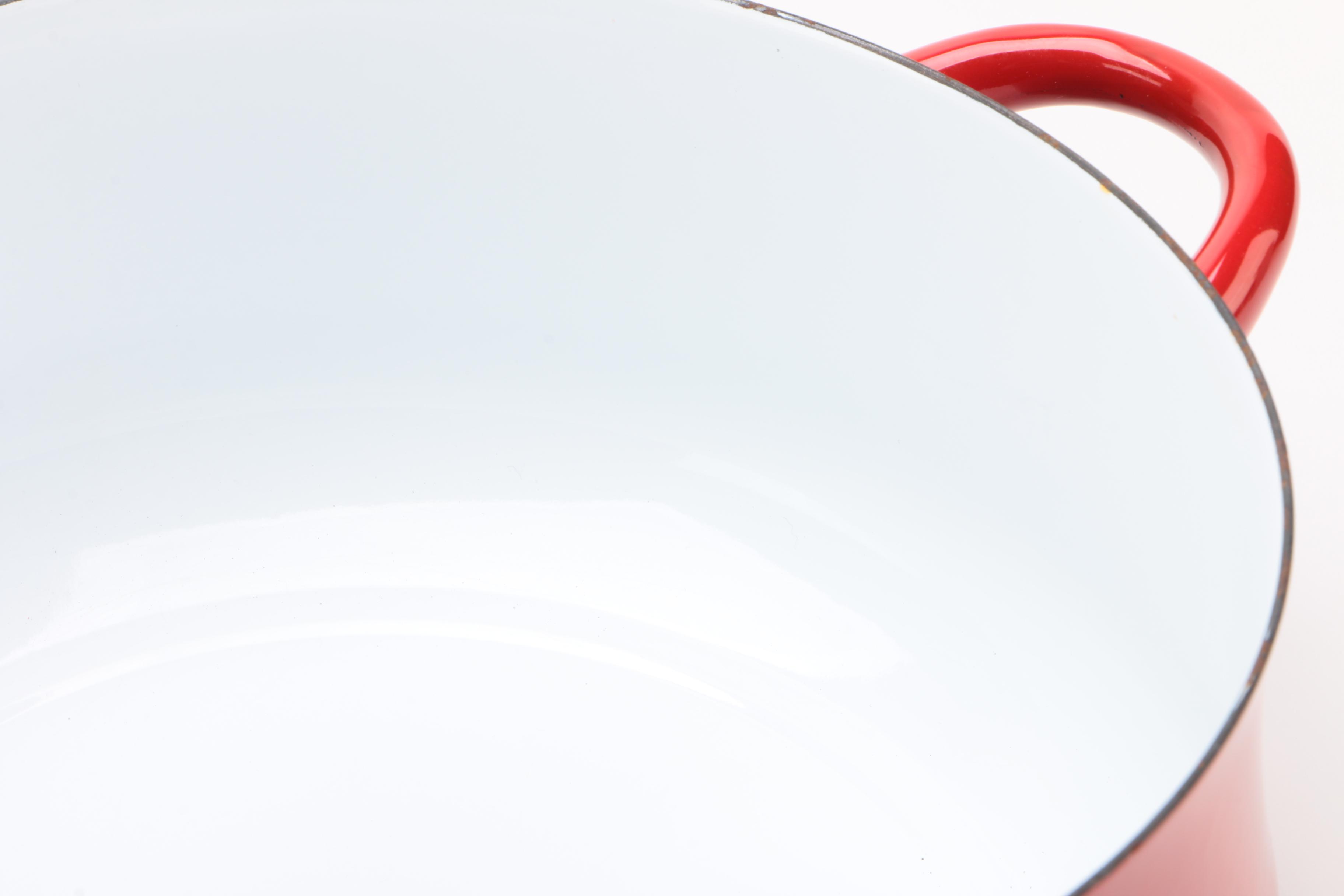 Dansk Red and Navy Enameled Cast Iron Dutch Ovens