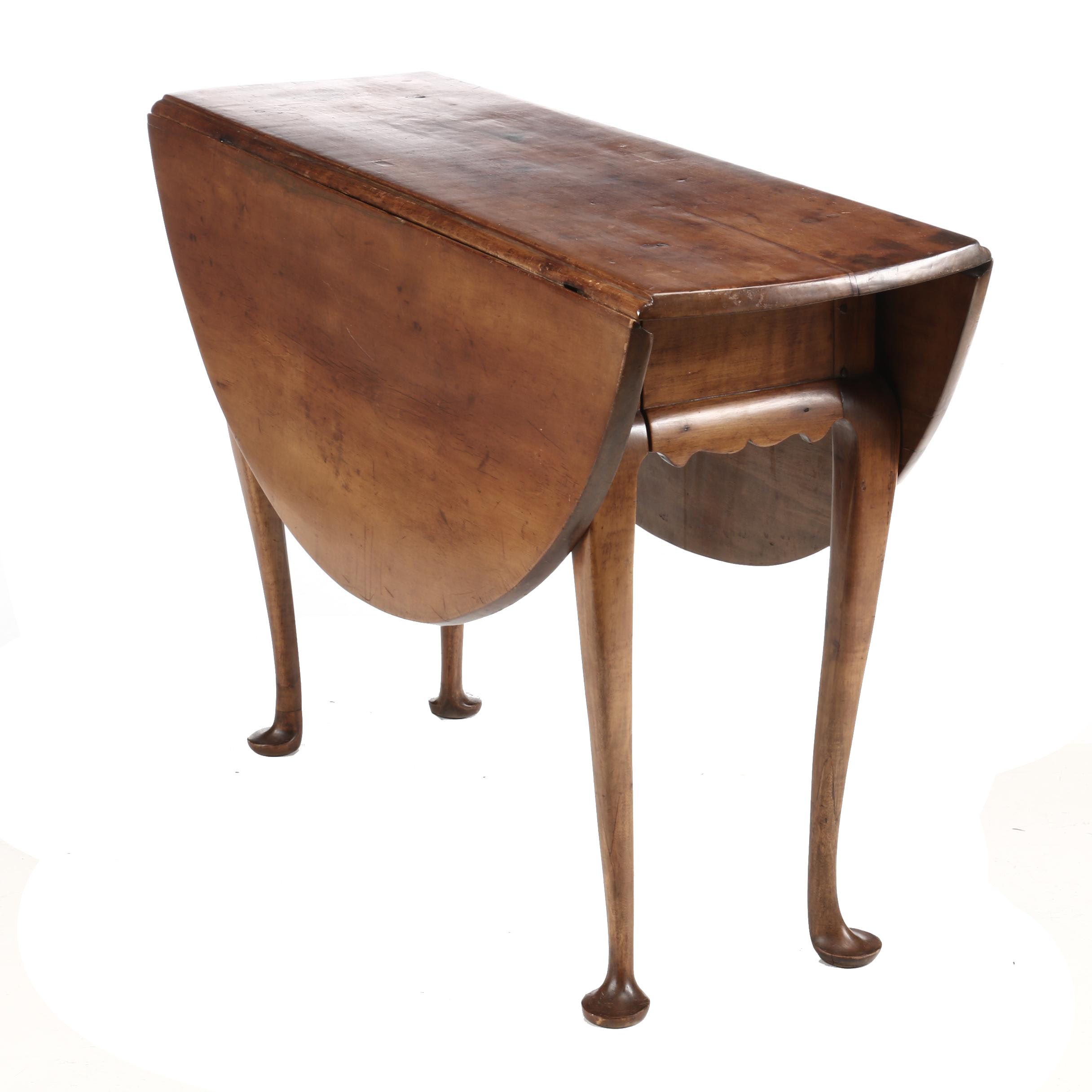 American Queen Anne Maple Drop-Leaf Table, Second Half 18th Century