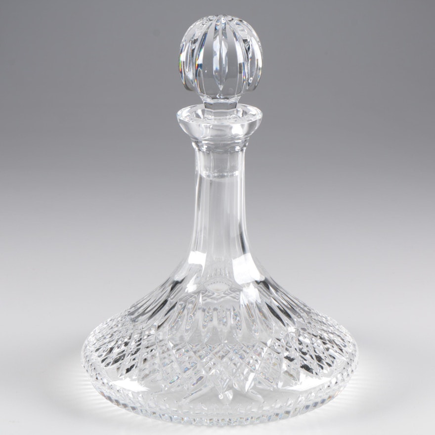 Waterford Crystal "Lismore" Ribbed Base Ships Decanter with Stopper