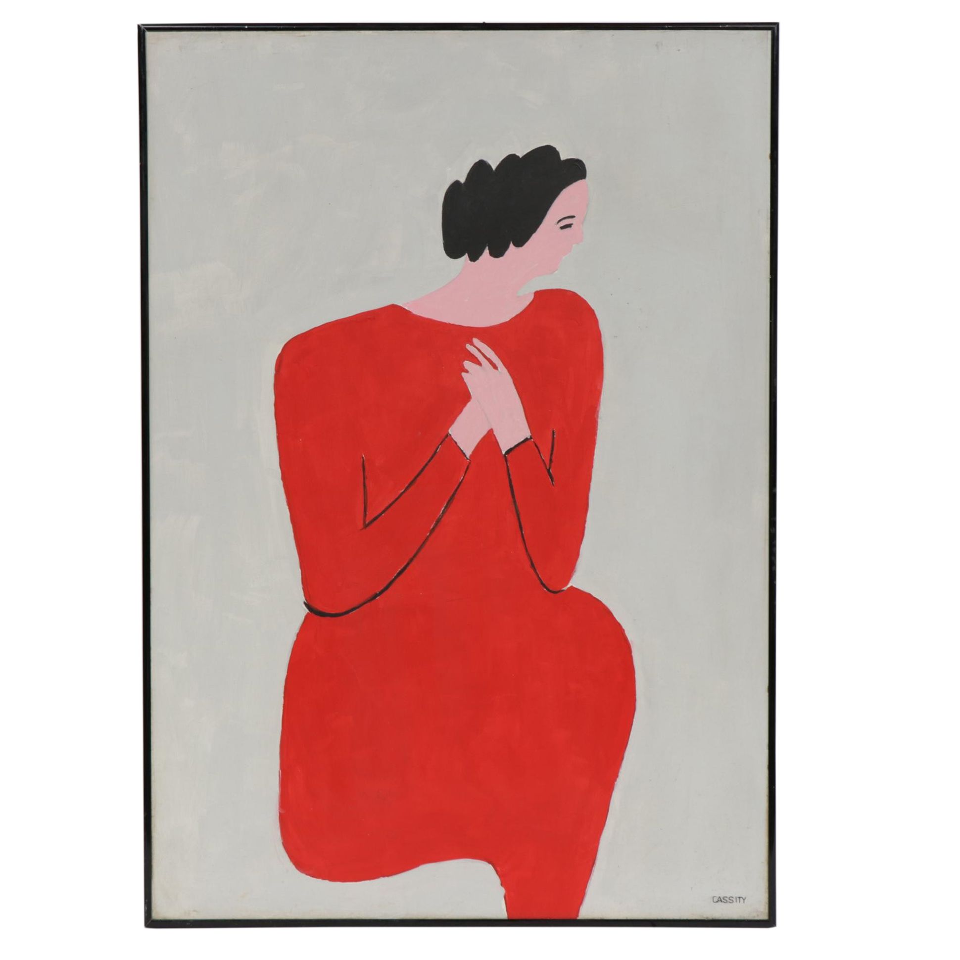 Dellard Cassity Jr. Portrait of Woman Oil Painting, Mid 20th Century