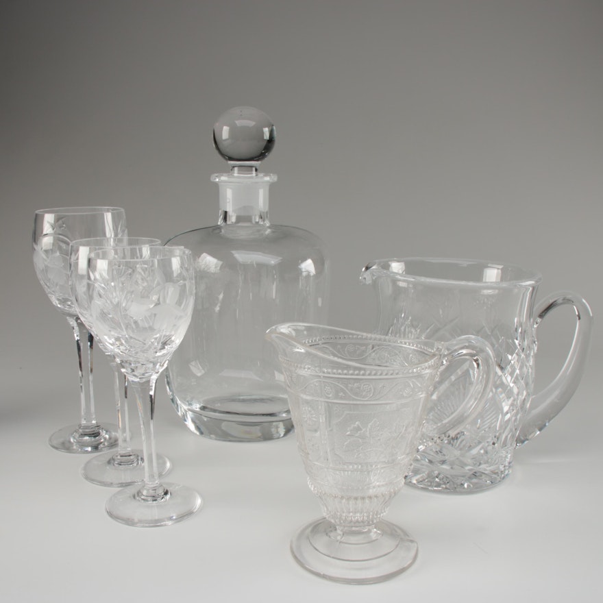 Waterford Crystal Pitcher with Stuart "Cascade" Crystal Stemware and More
