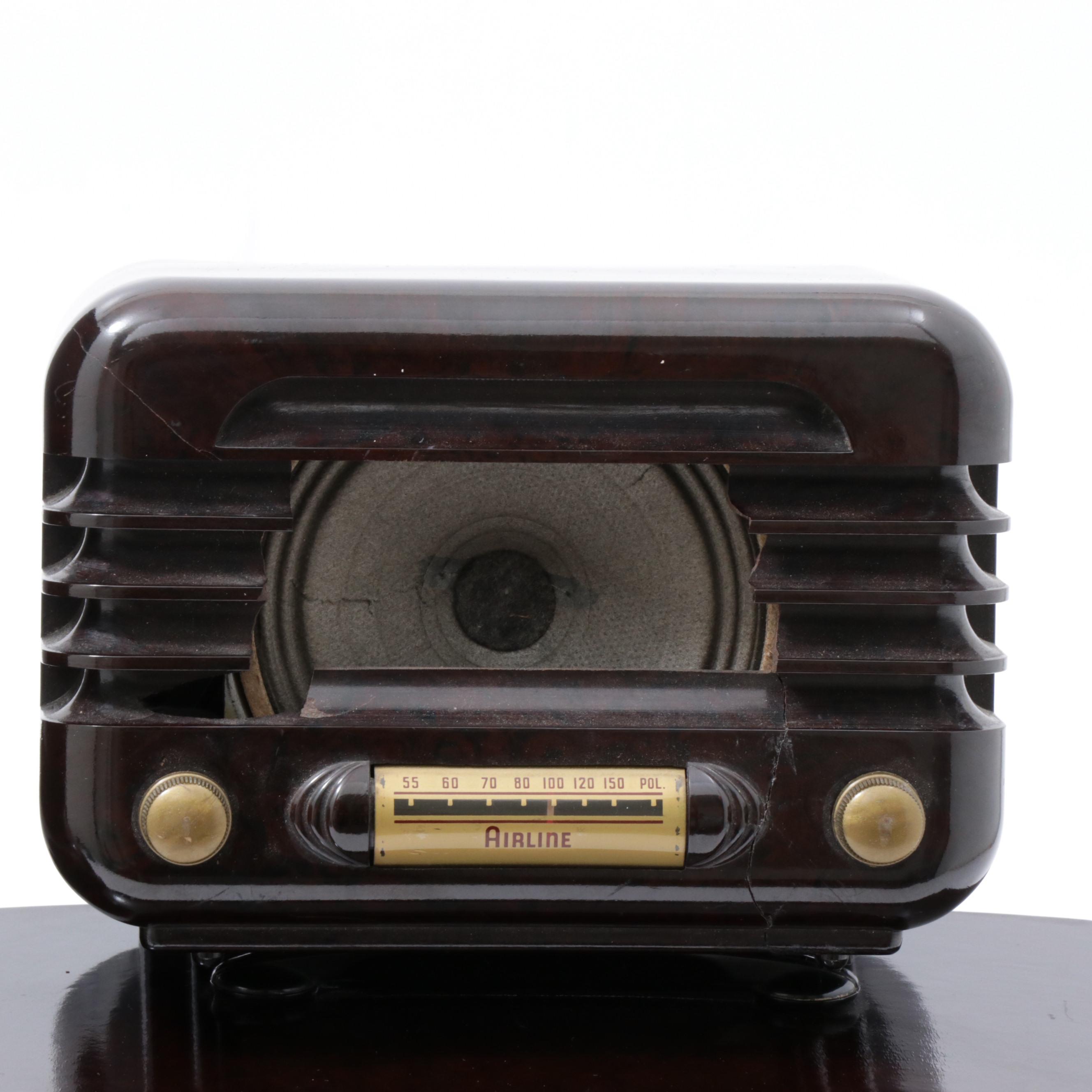 Emerson, RCA Victor, Airline and Kingston Bakelite Tube Radios, Mid-Century