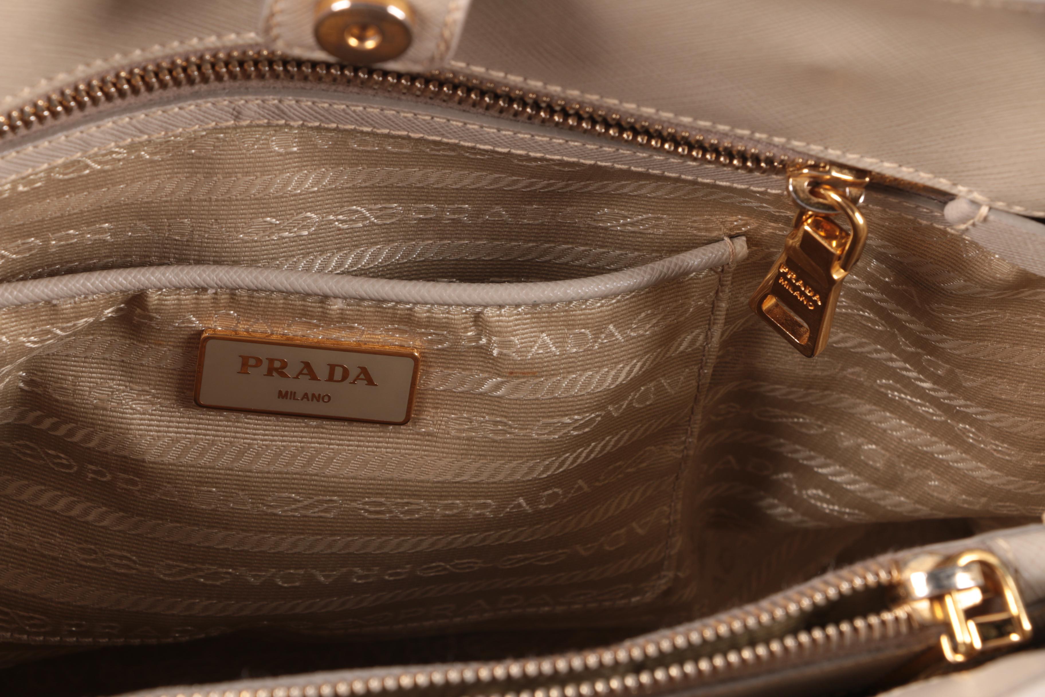 Prada Argilla Lux Saffiano Leather Bauletto Dome Satchel