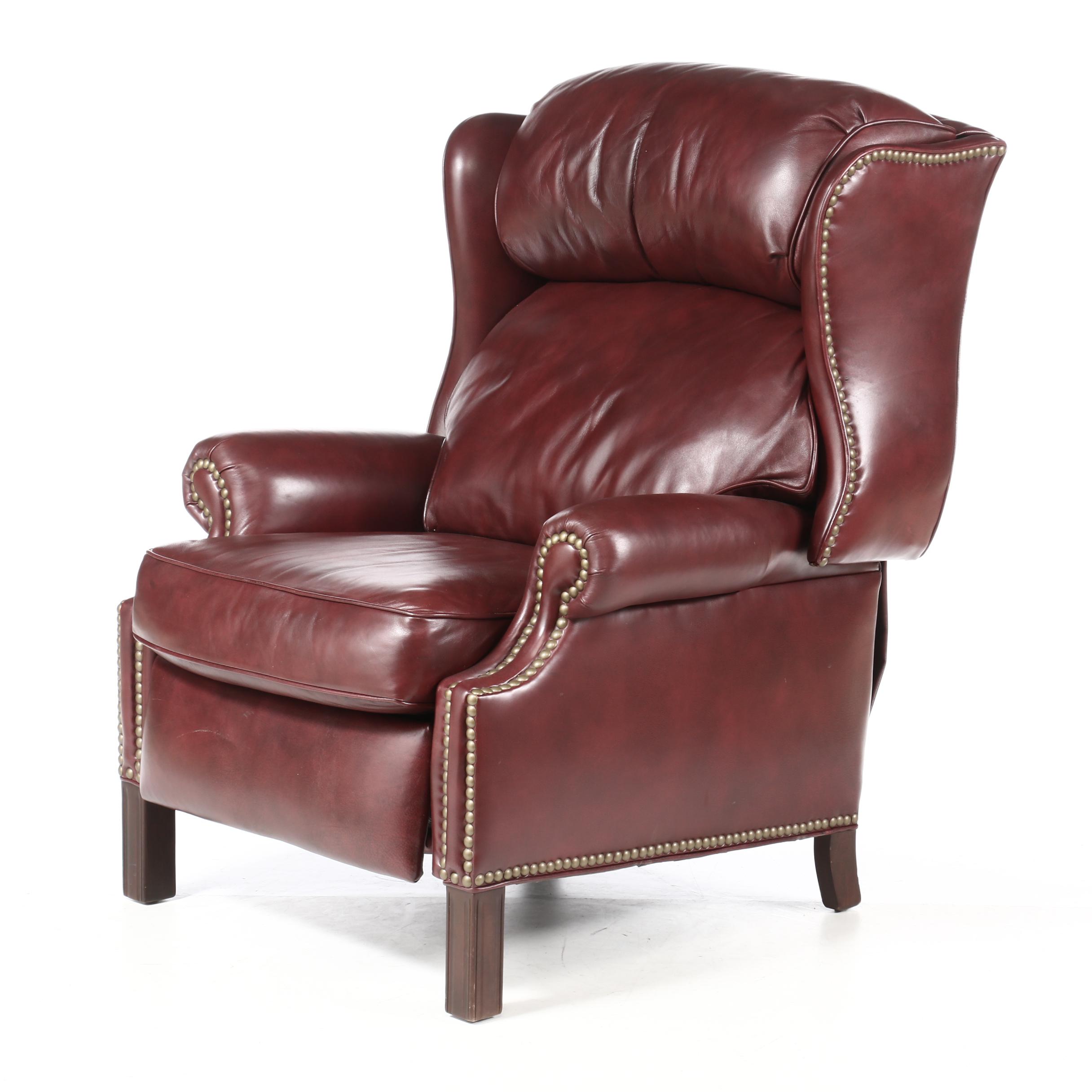 Hancock and Moore Leather Reclining Wing Chair, Late 20th Century