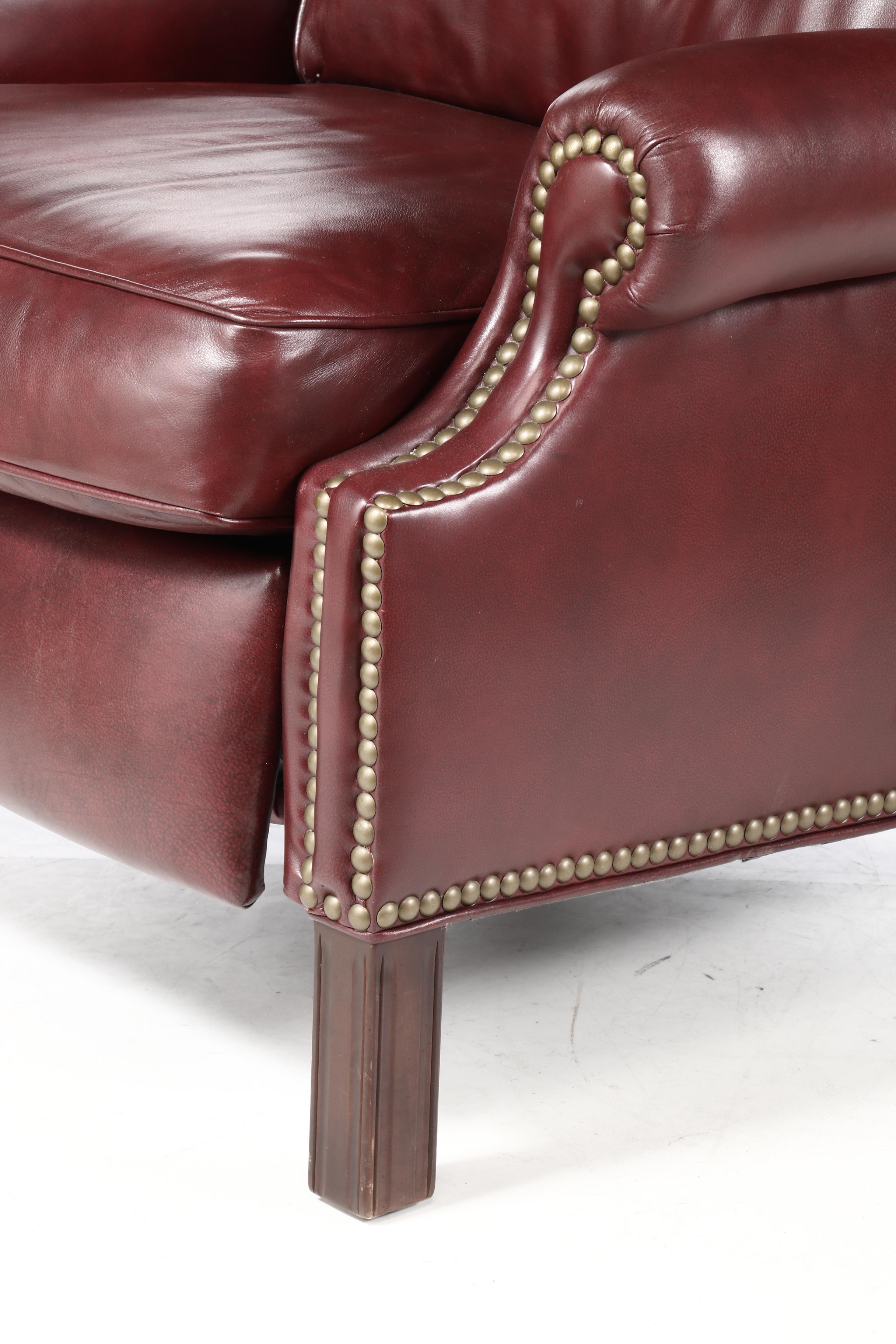 Hancock and Moore Leather Reclining Wing Chair, Late 20th Century