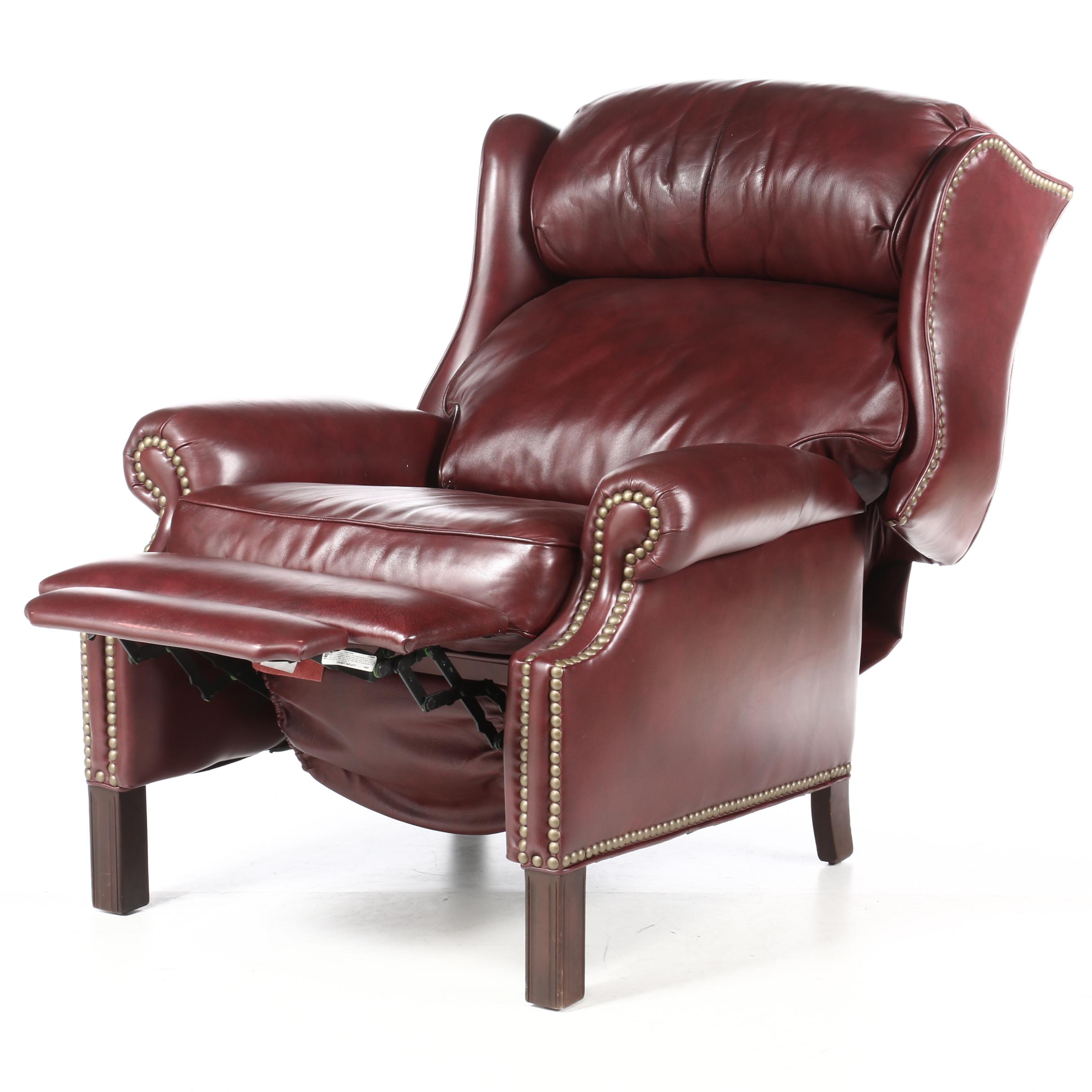 Hancock and Moore Leather Reclining Wing Chair, Late 20th Century
