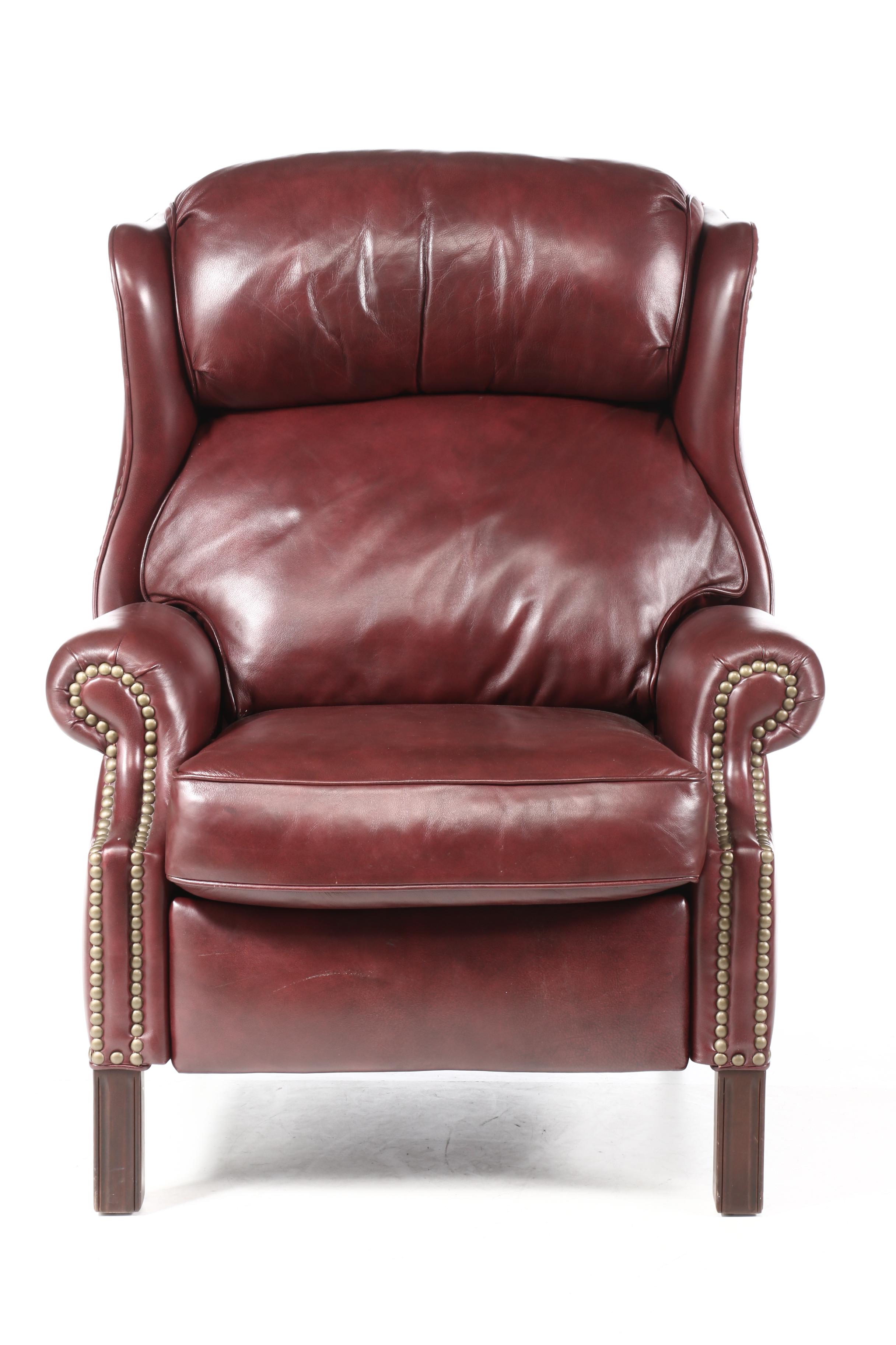 Hancock and Moore Leather Reclining Wing Chair, Late 20th Century