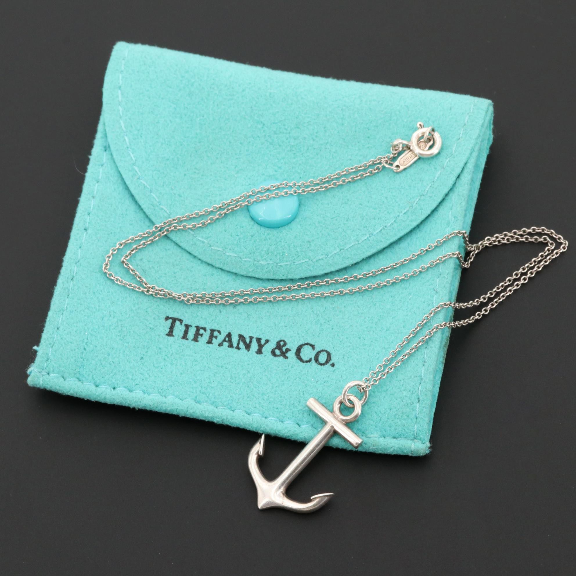 Tiffany & Co. Sterling Silver Anchor Pendant Necklace