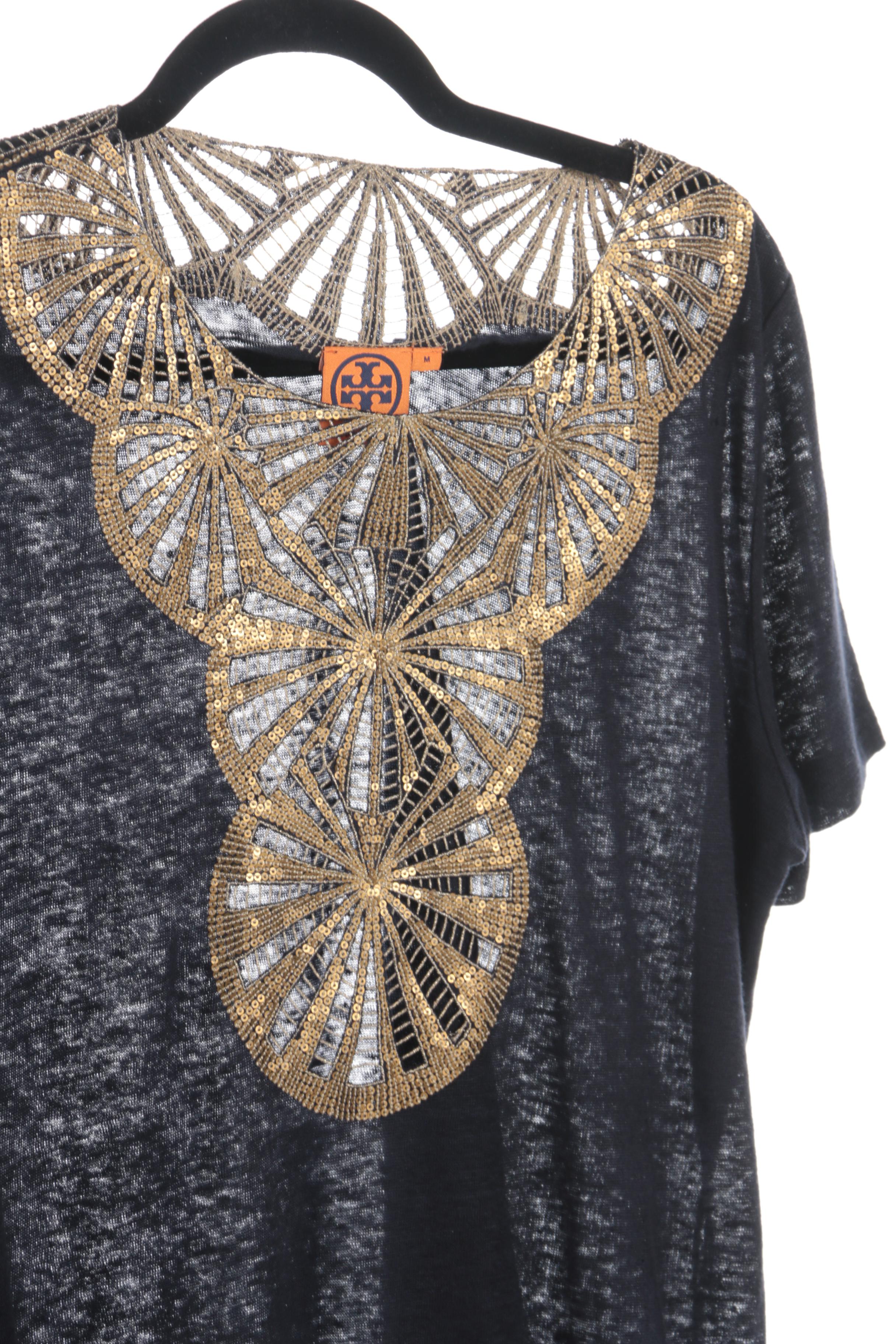 Giorgio Armani Le Collezioni Jackets and Silk Top with Tory Burch Linen Top