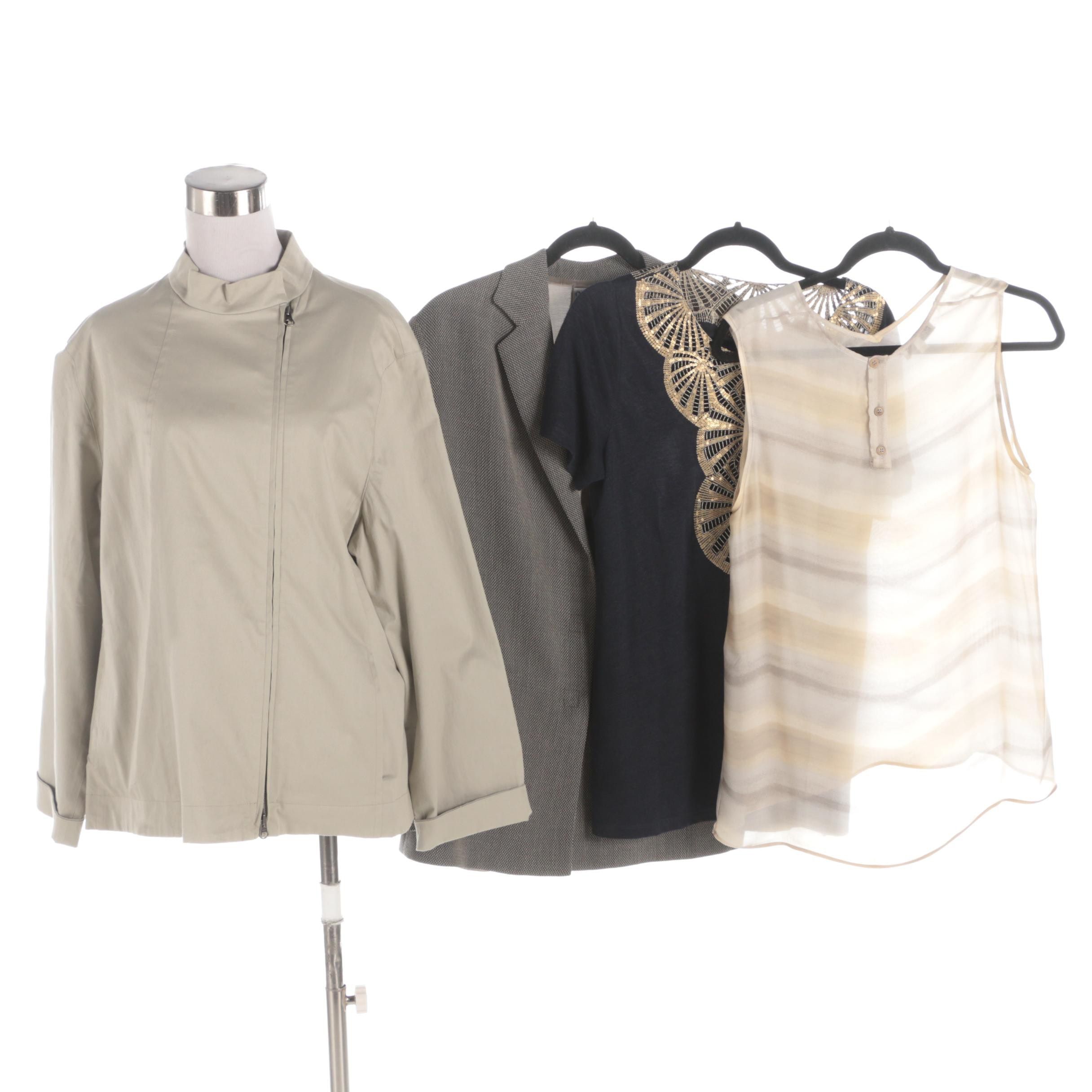 Giorgio Armani Le Collezioni Jackets and Silk Top with Tory Burch Linen Top