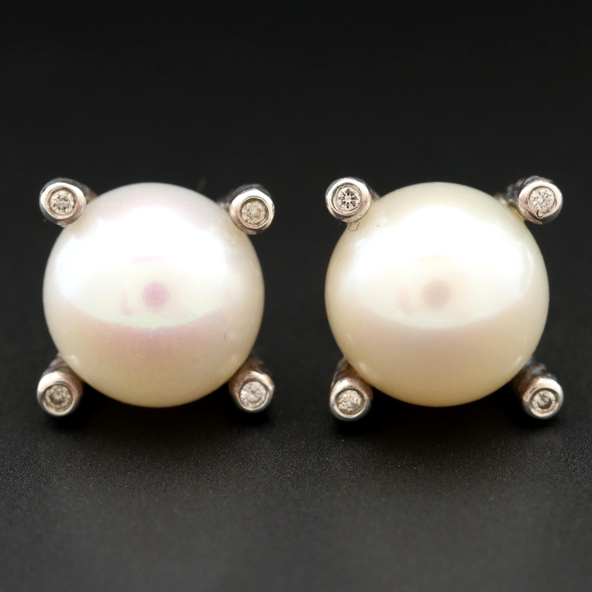 David Yurman Sterling Silver Cultured Pearl Cable Collectibles" Stud Earrings