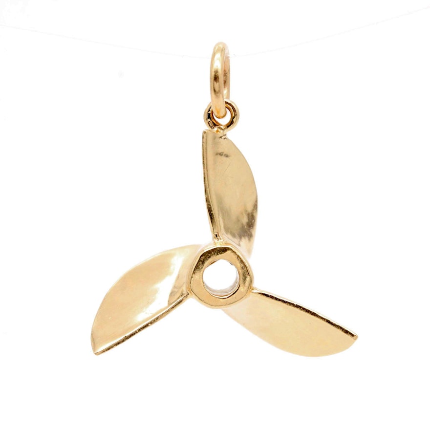 14K Yellow Gold Propeller Pendant