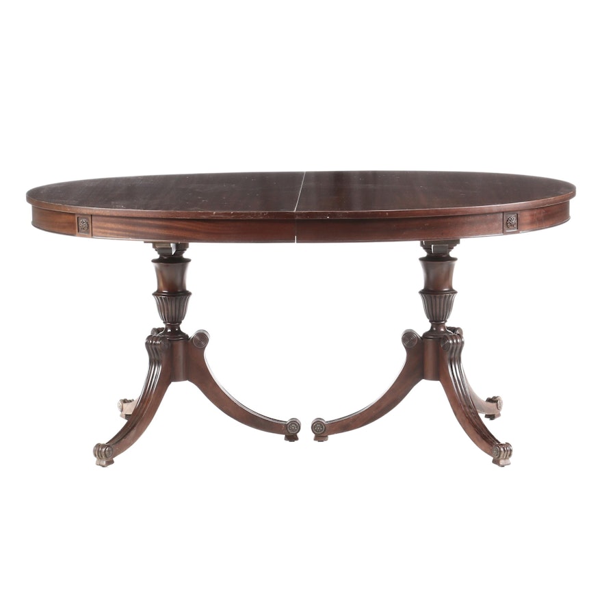 George III Style Mahogany Pedestal Dining Table, Circa 1940s