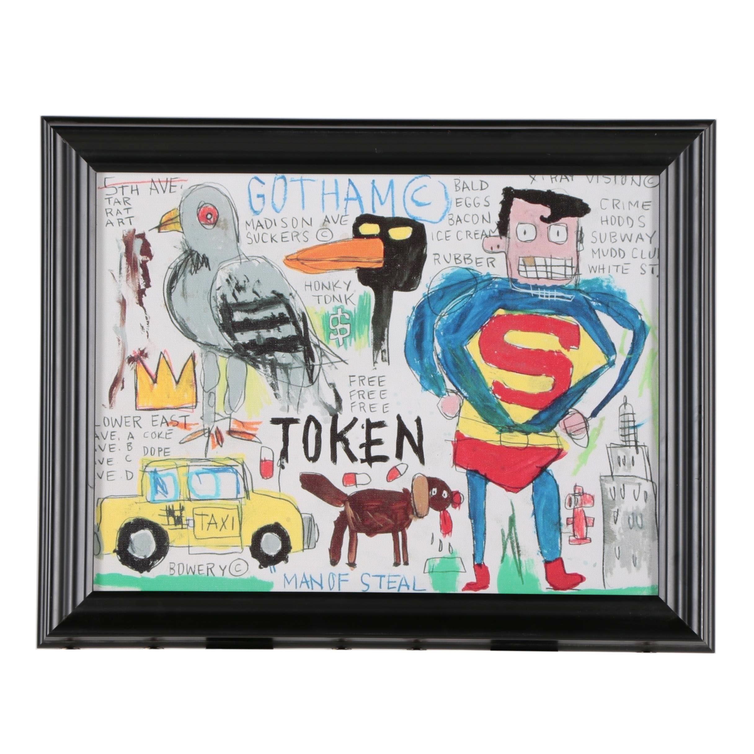 Giclée after Jean-Michel Basquiat "Who is the Lap Dog and Who's Superman"