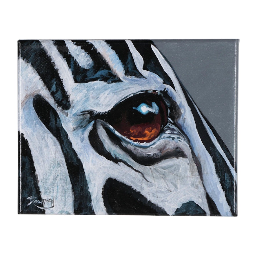 Marc Broadway Acrylic Painting of Zebra Eye