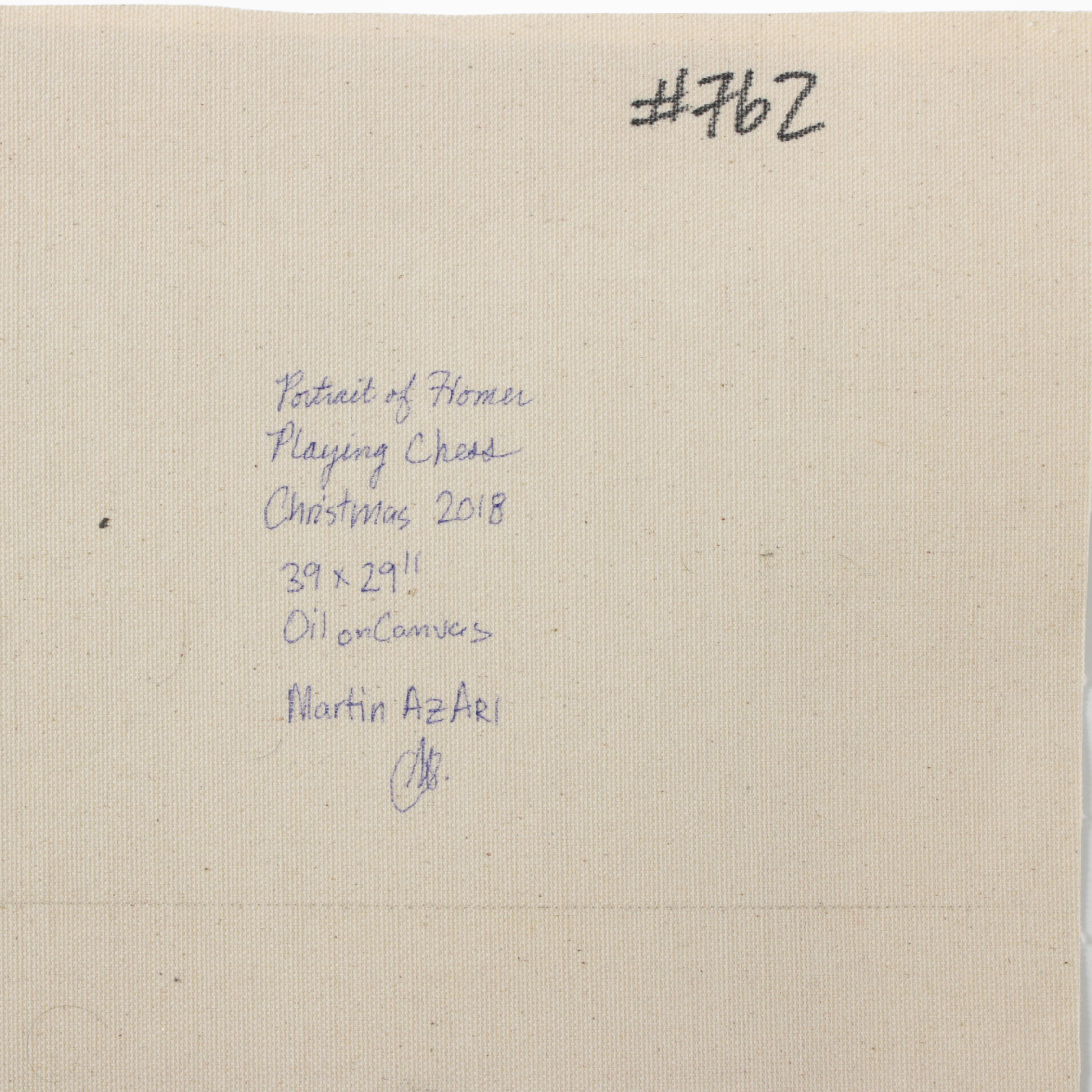 Martin Azari Oil Painting "Portrait of Homer Playing Chess"