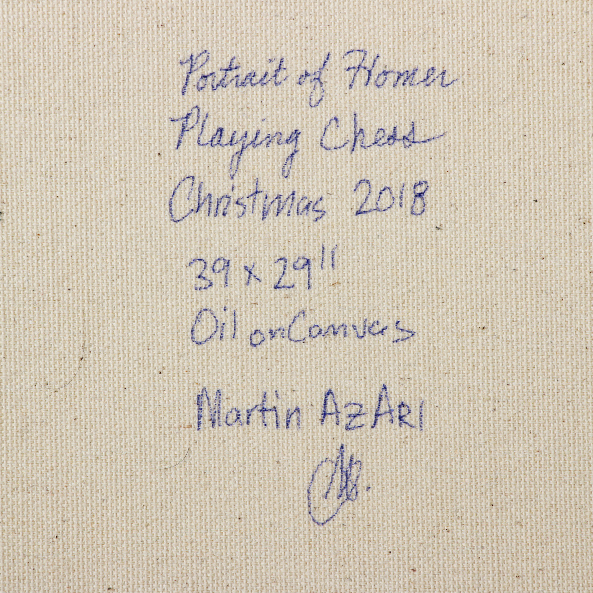 Martin Azari Oil Painting "Portrait of Homer Playing Chess"