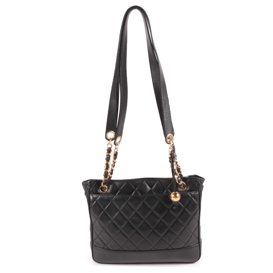 Chanel Black Quilted Lambskin Leather Shoulder Bag, Vintage