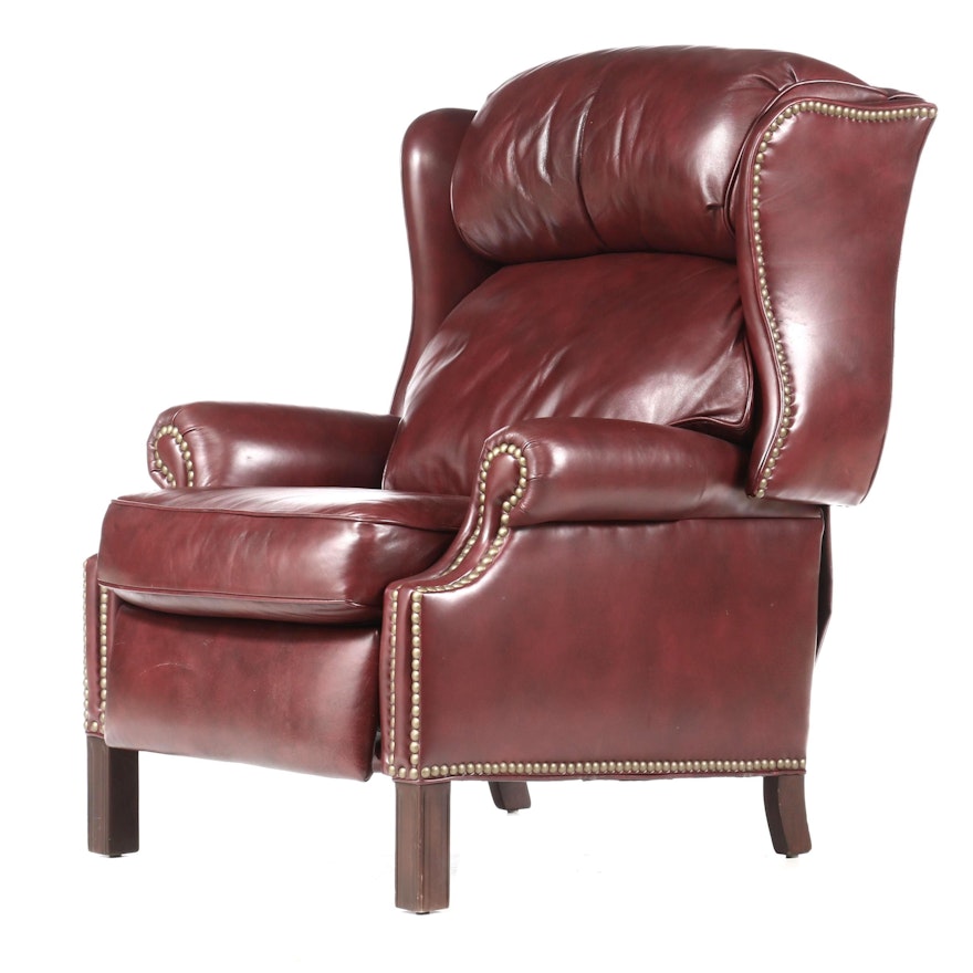 Hancock and Moore Leather Reclining Wing Chair, Late 20th Century