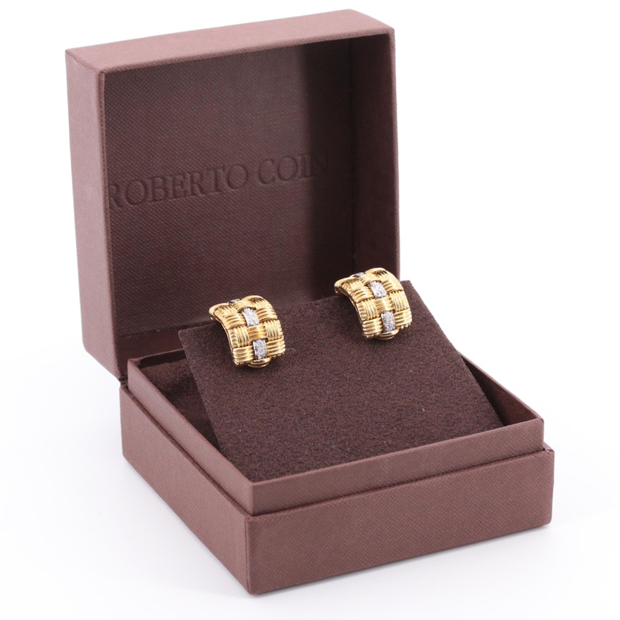 Roberto Coin 18K Yellow Gold Appassionata Diamond and Ruby Triple Row Earrings