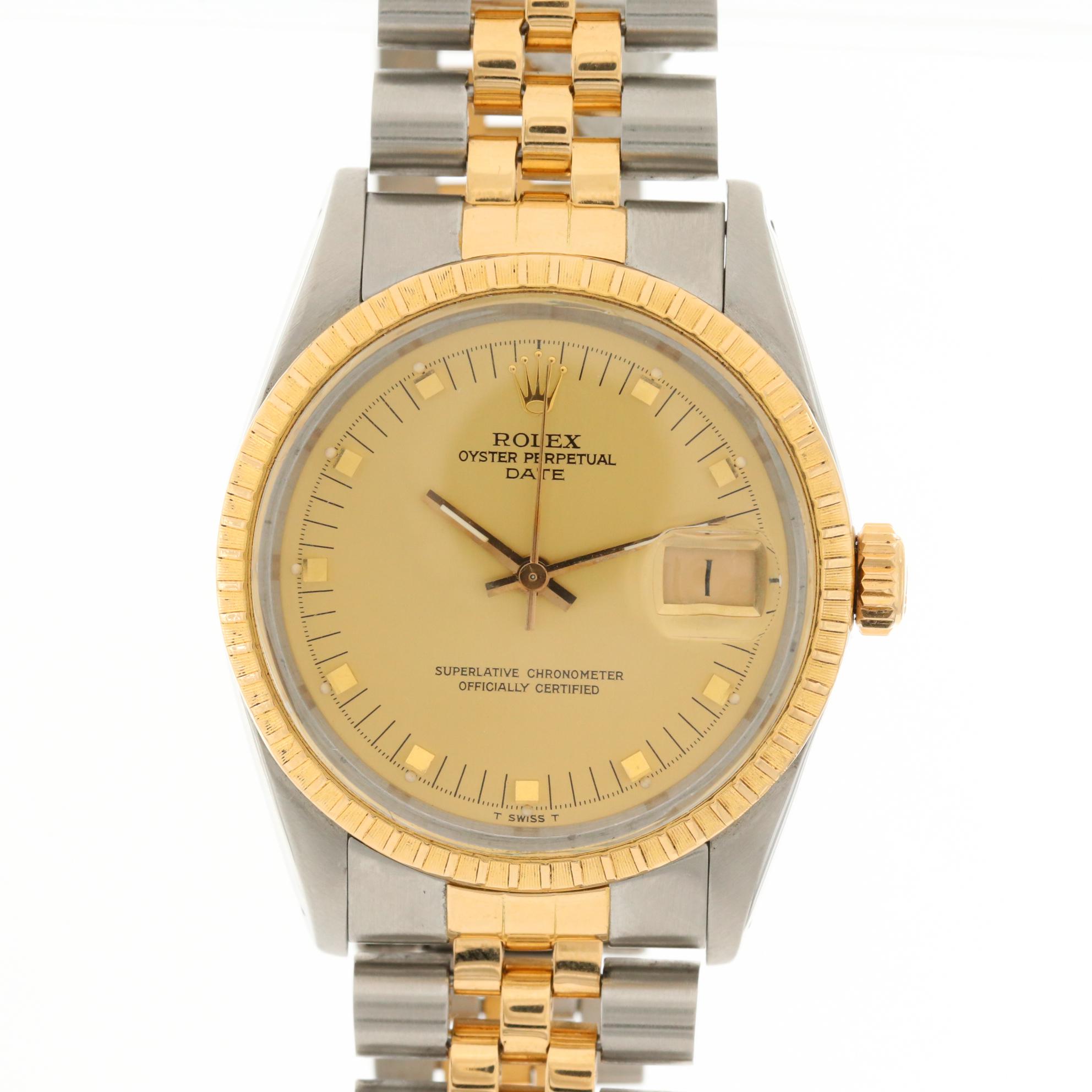 Vintage Rolex Date 18K Gold and Stainless Steel Automatic Watch