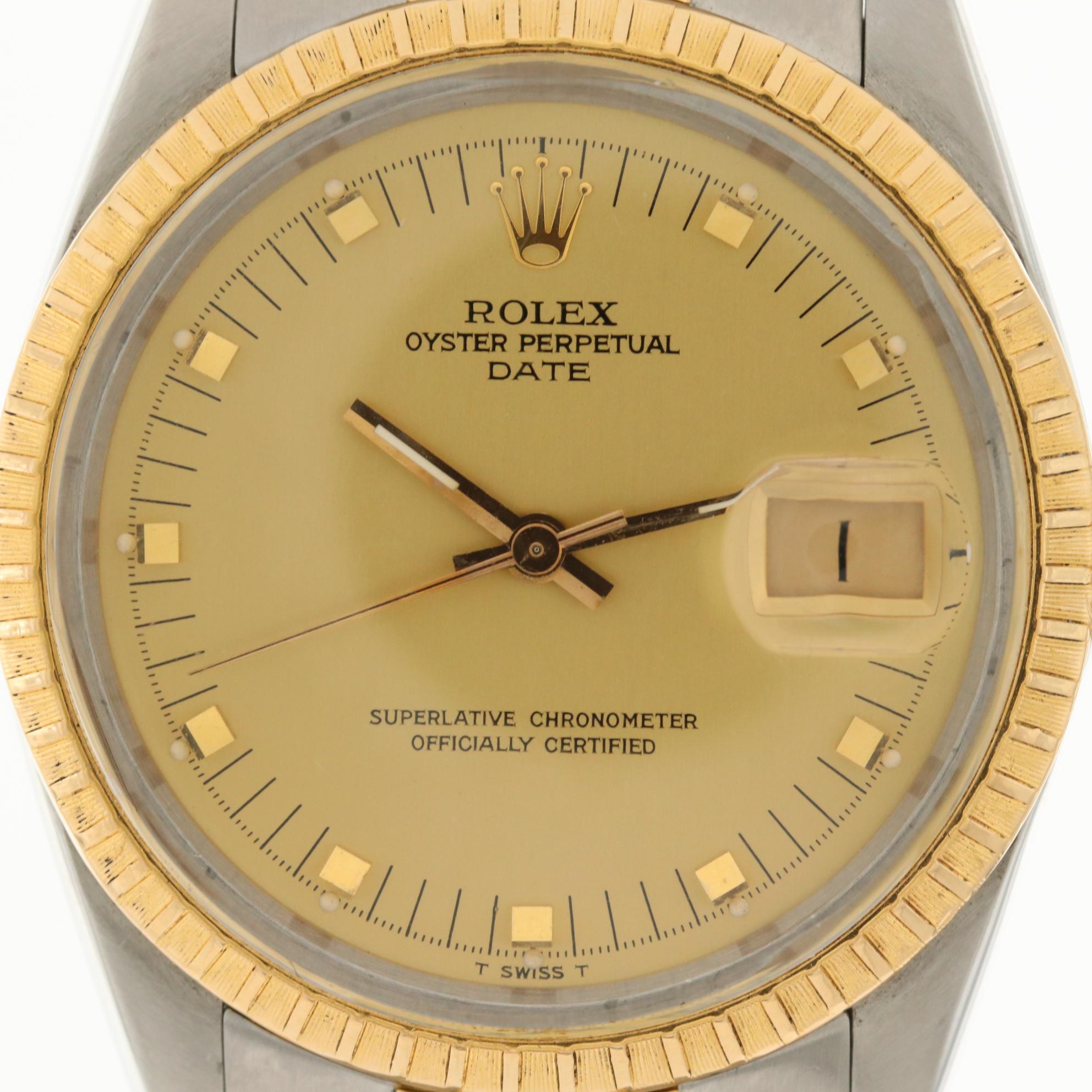 Vintage Rolex Date 18K Gold and Stainless Steel Automatic Watch