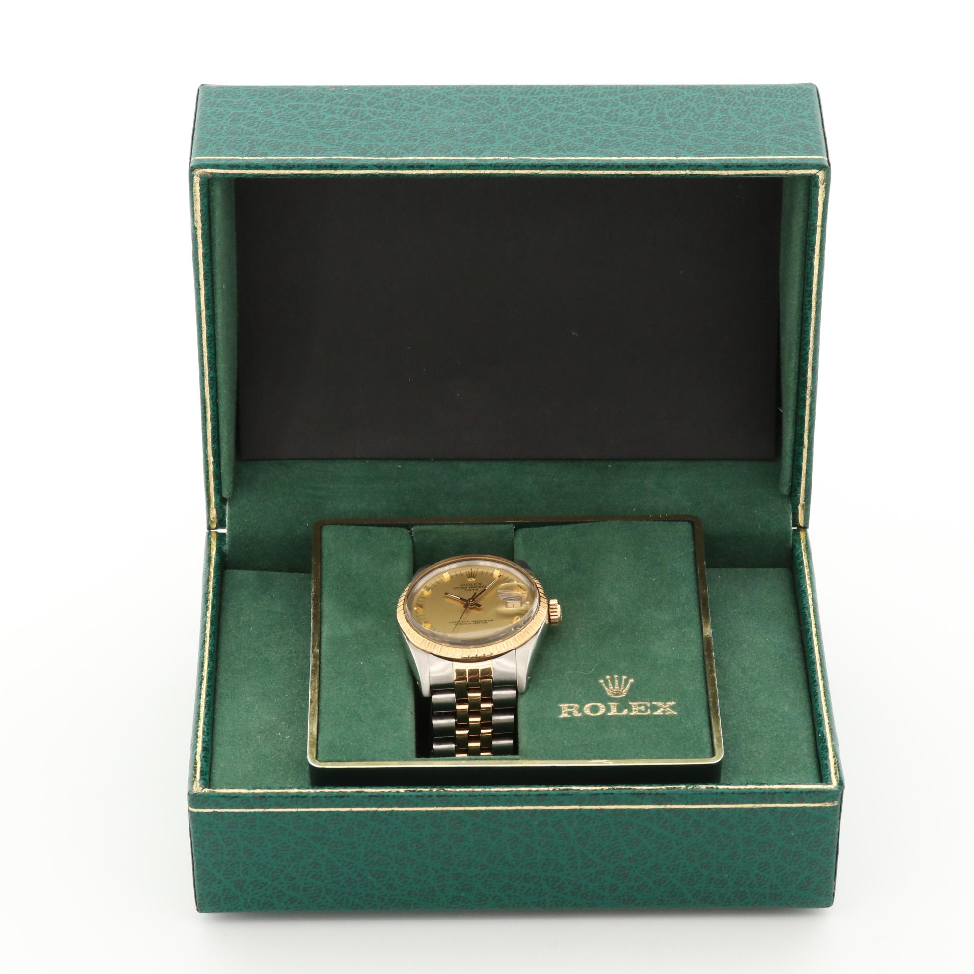 Vintage Rolex Date 18K Gold and Stainless Steel Automatic Watch