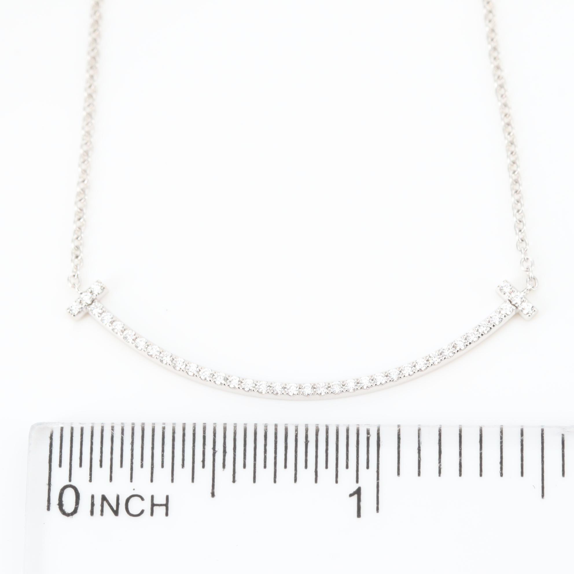 Tiffany & Co. "T Smile" 18K White Gold Diamond Necklace