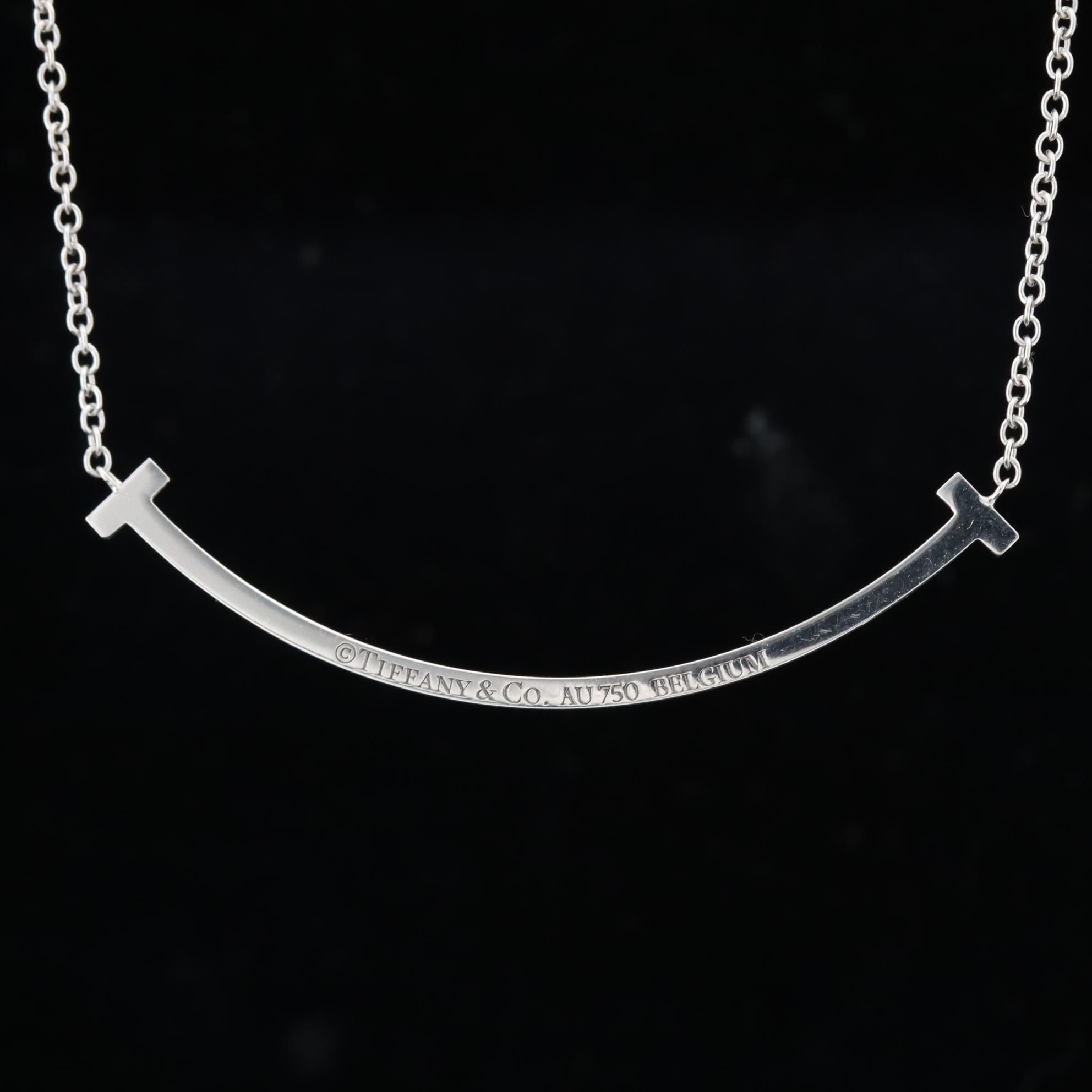 Tiffany & Co. "T Smile" 18K White Gold Diamond Necklace