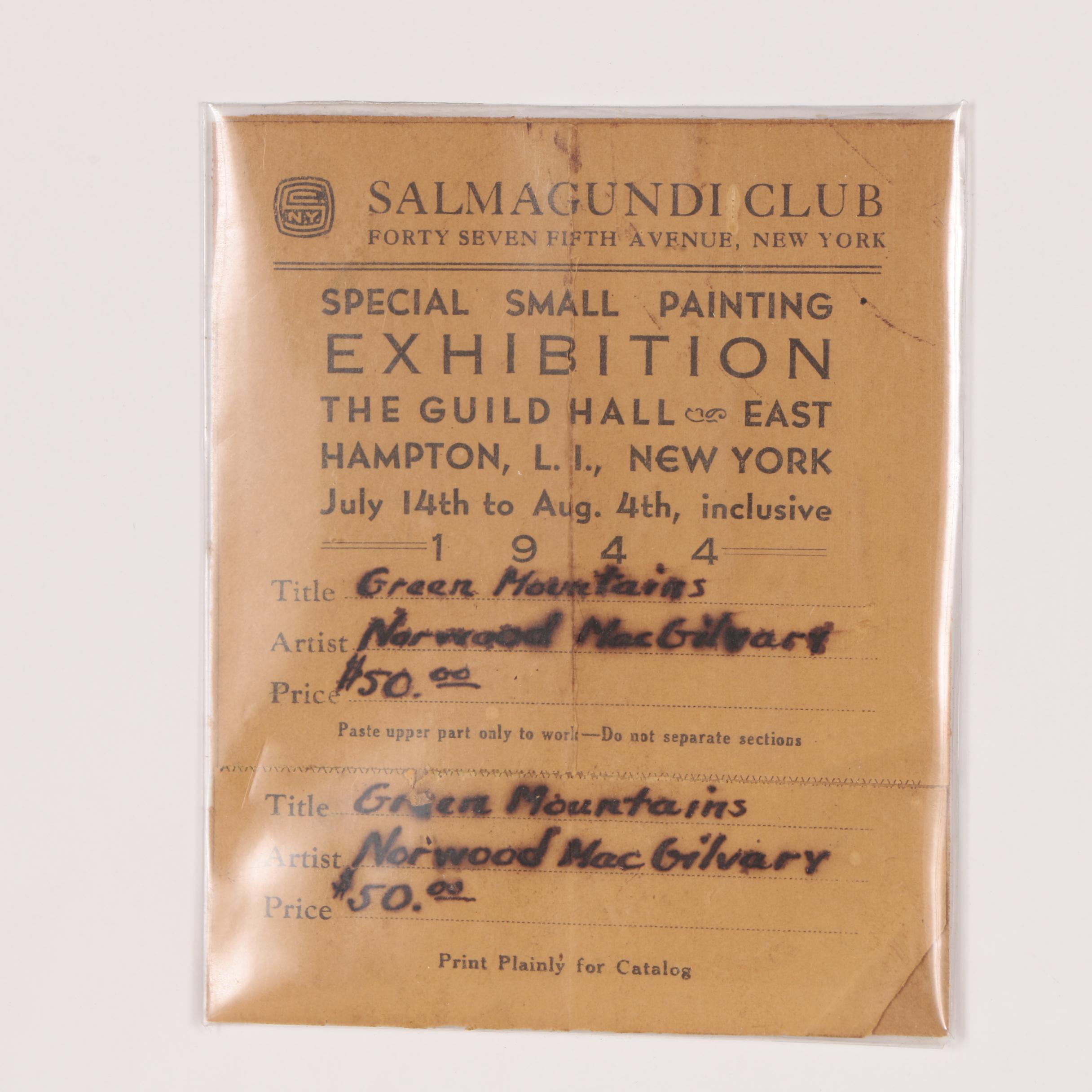 Norwood MacGilvary Landscape Oil Painting "Green Mountains"