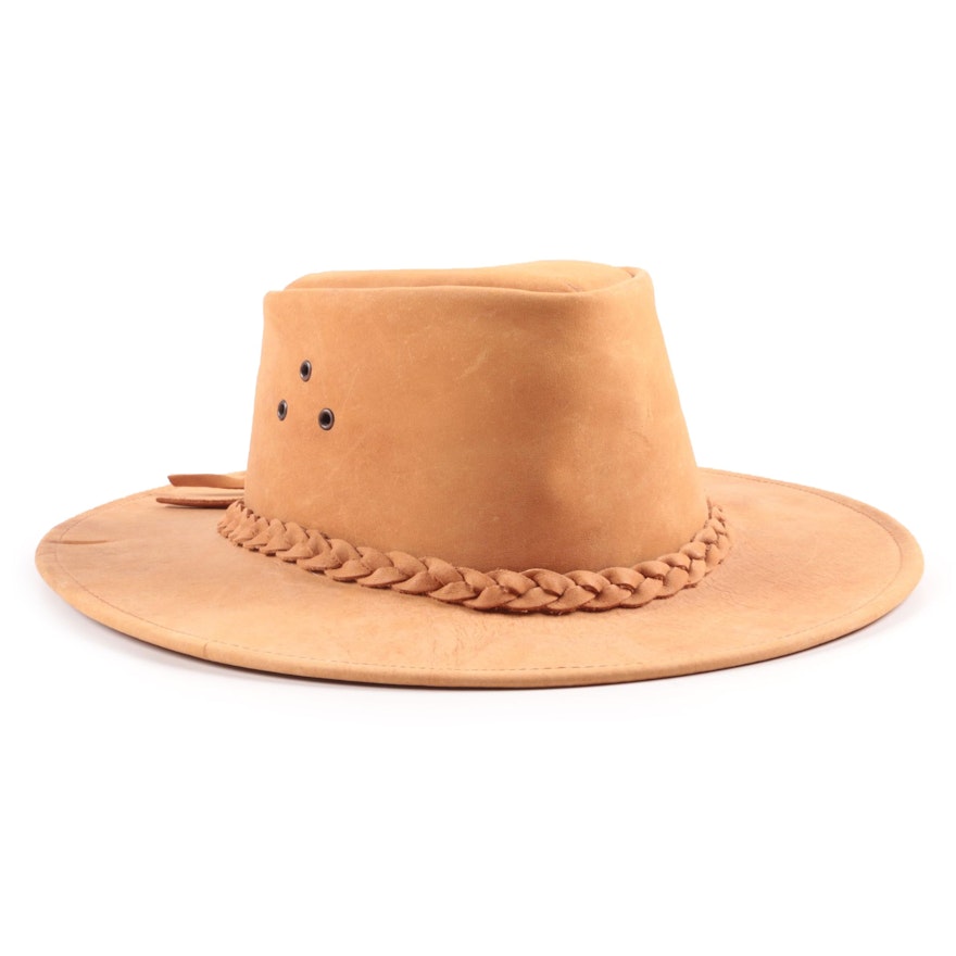 Kakadu Australia Tan Leather Hat with Braided Band
