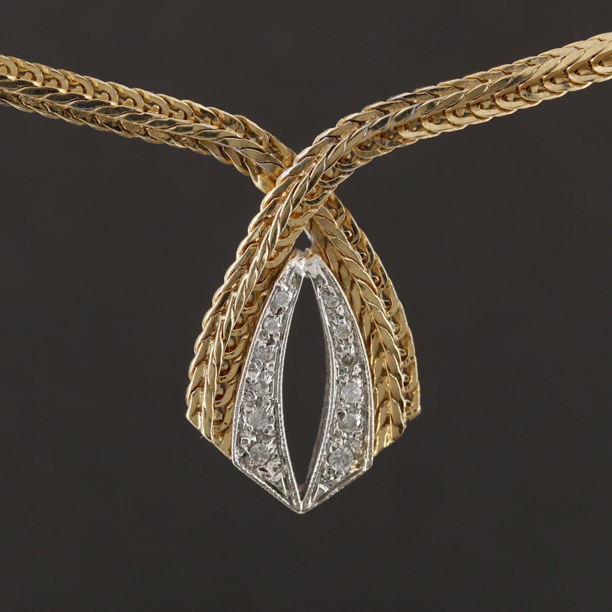 14K Yellow and White Gold Diamond Necklace