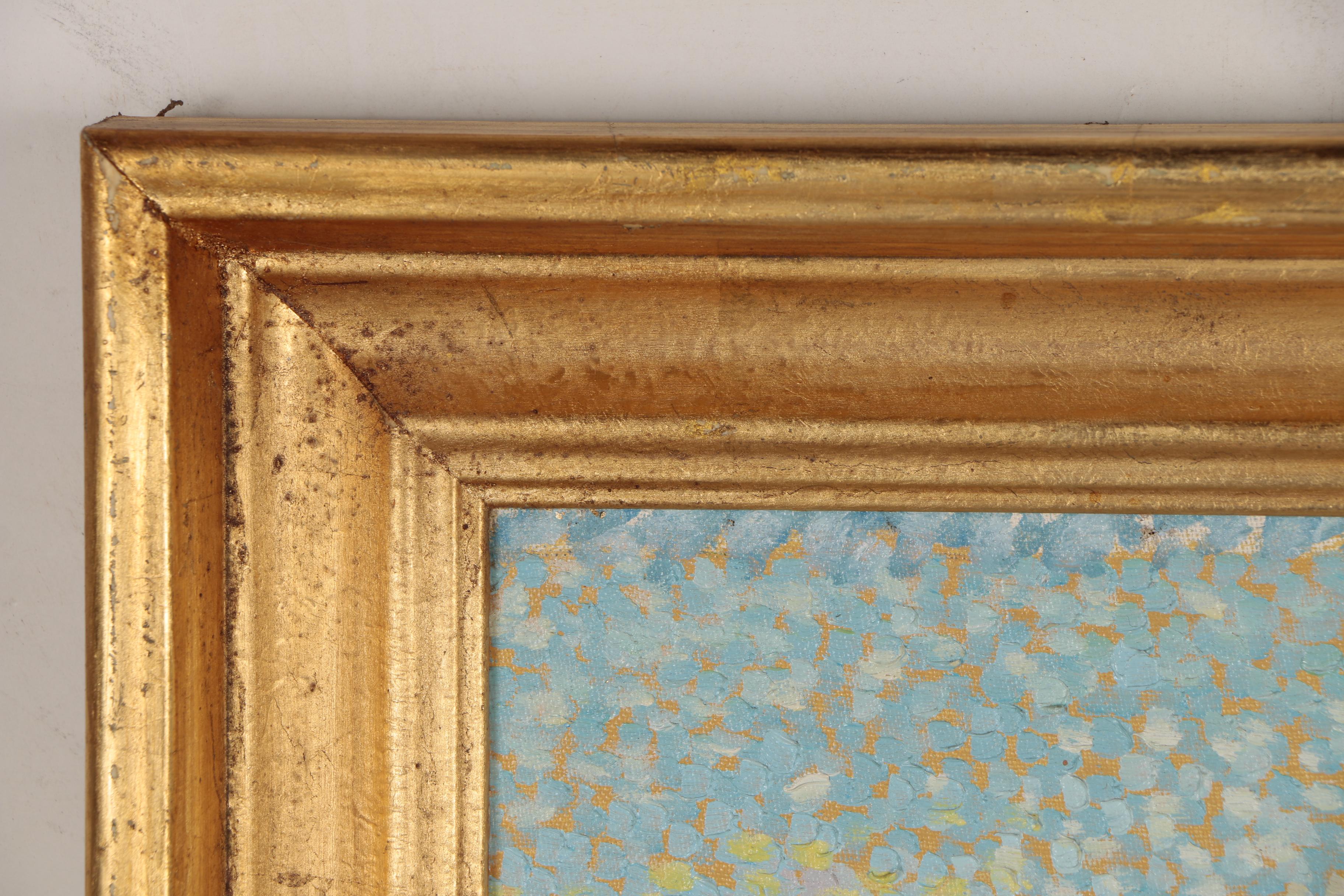 Lucia Fortuny Pointillist Oil Painting "Retour des Voiliers", 1973