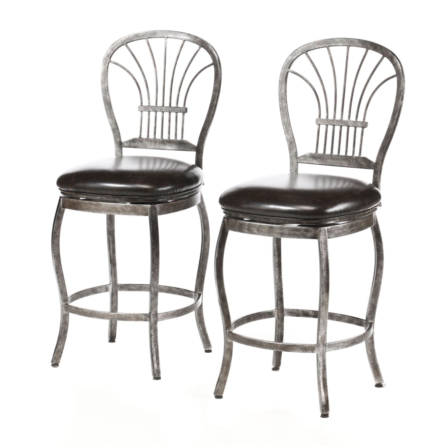 Swivel Metal Cushioned Barstools, Contemporary