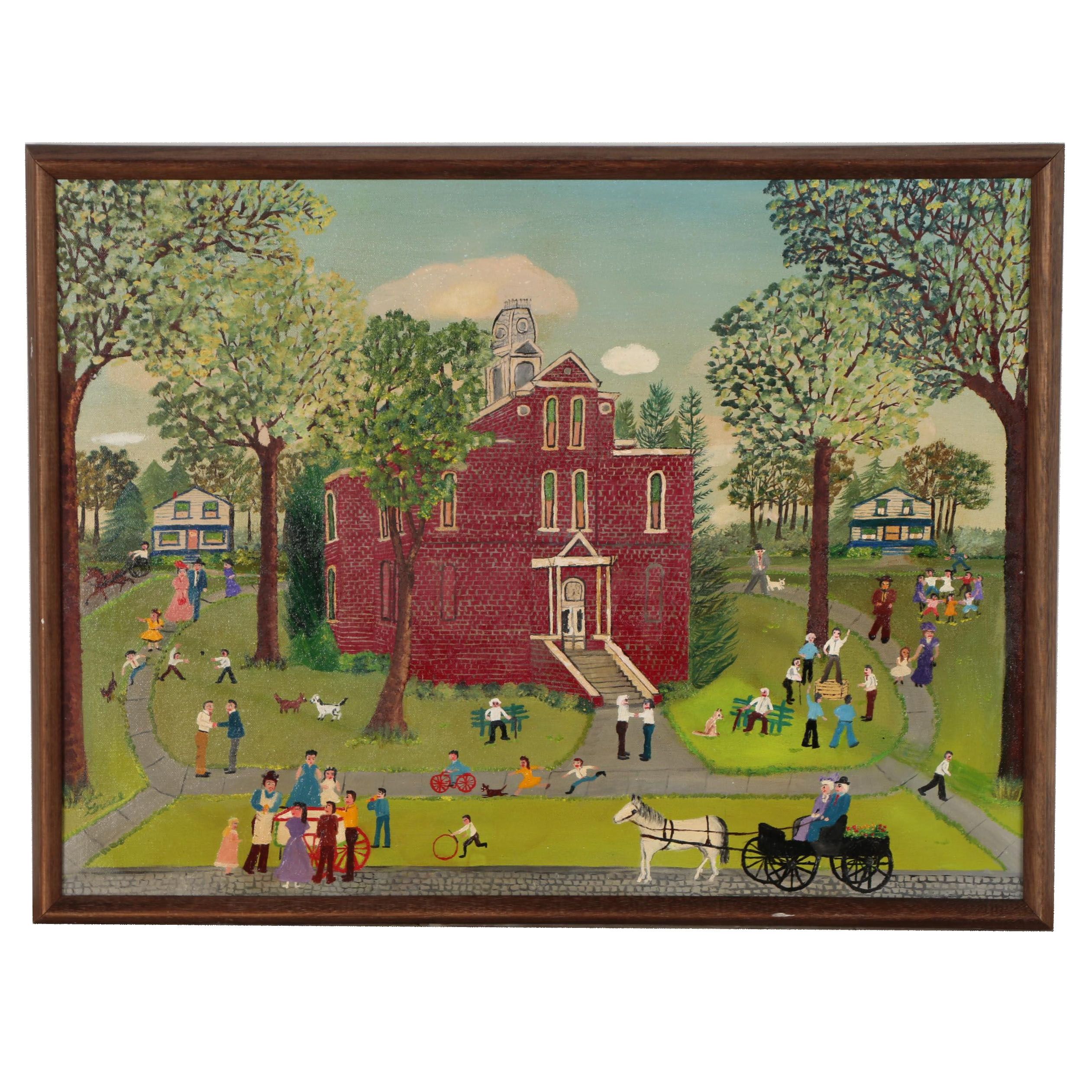 Grace McArthur Folk Art Oil Painting