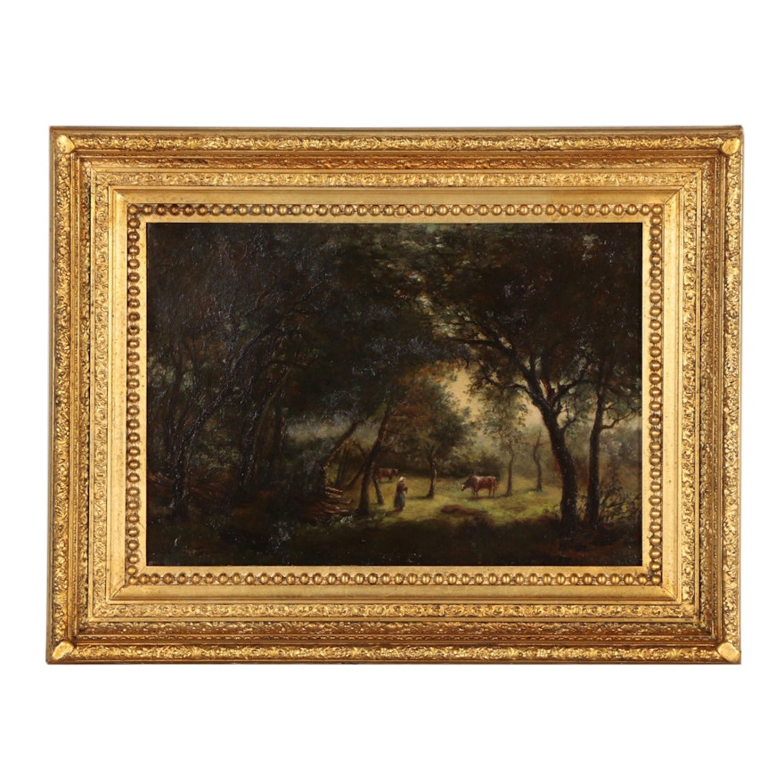 C.L. Pierrepont Barbizon School Landscape Oil Painting