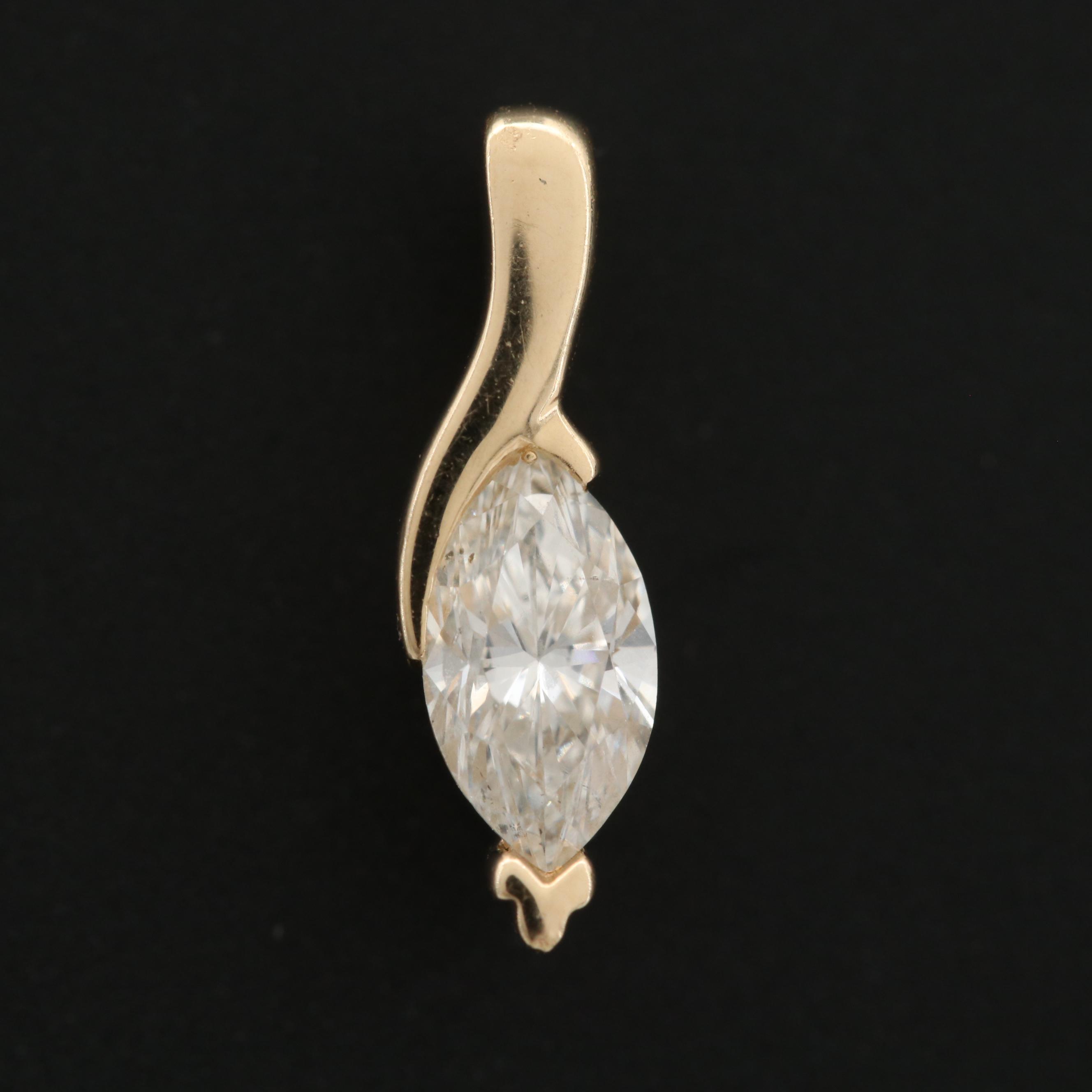 14K Yellow Gold Diamond Pendant