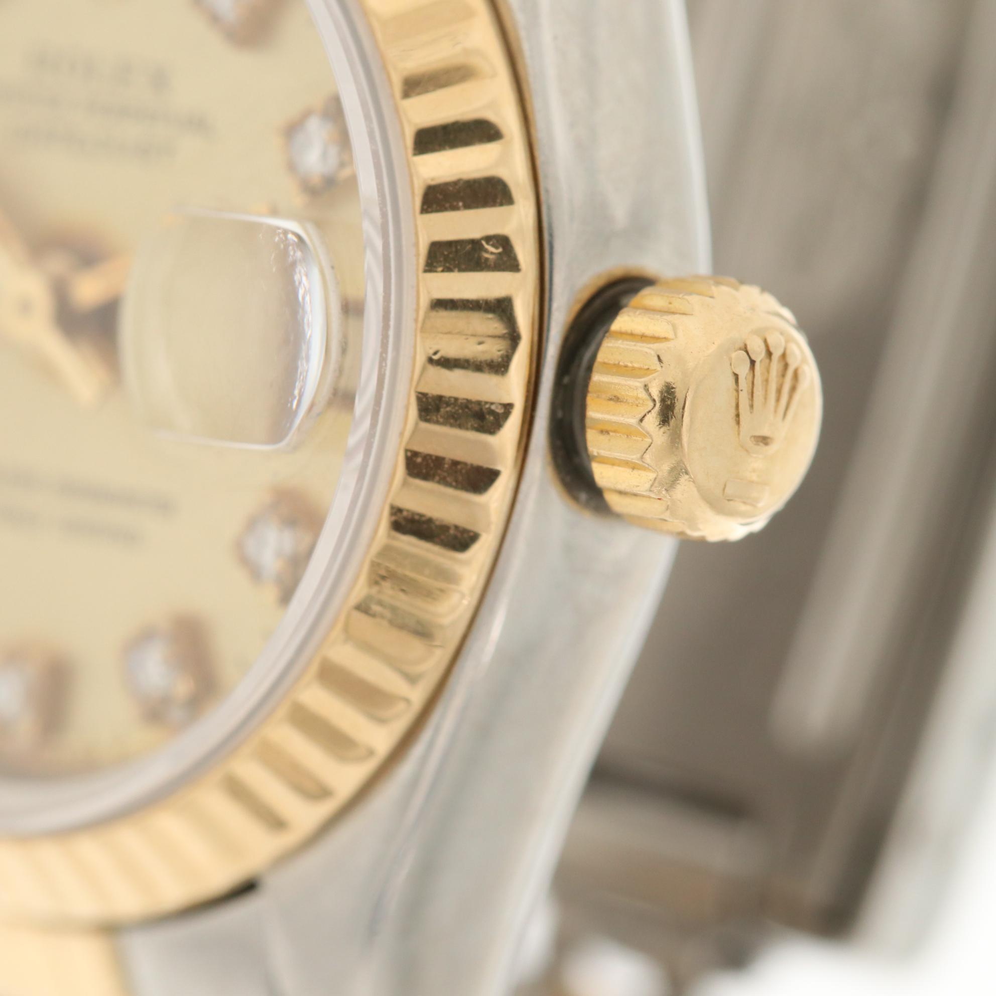 Rolex Datejust 18K Gold and Stainless Steel Watch With Diamond Dial