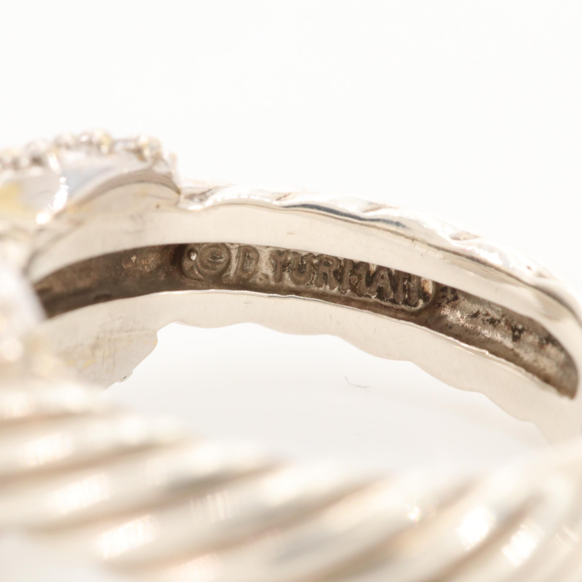 David Yurman Sterling Silver Ring with 18K White Gold Accent