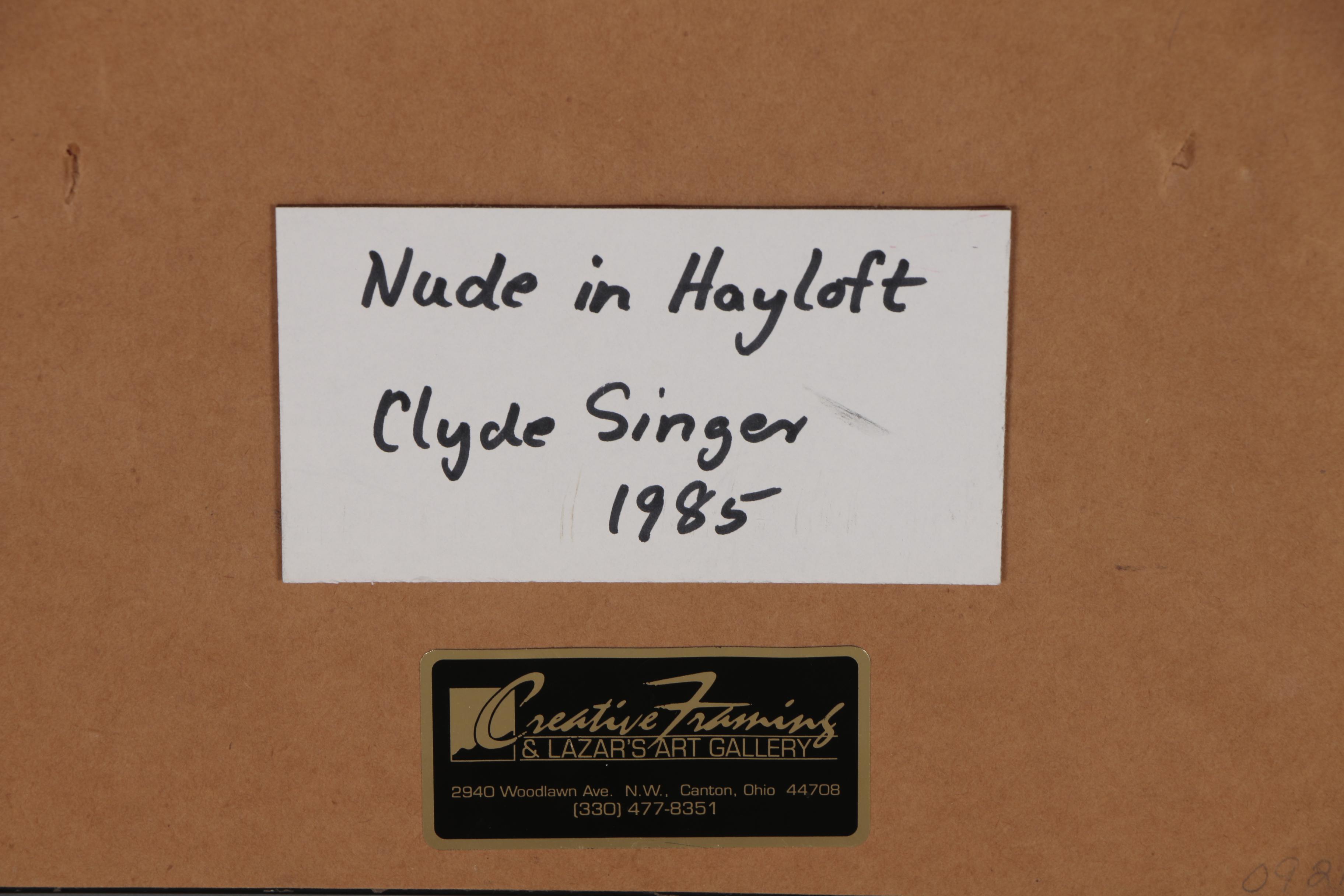 Clyde Singer Oil Painting "Nude in Hayloft", 1985