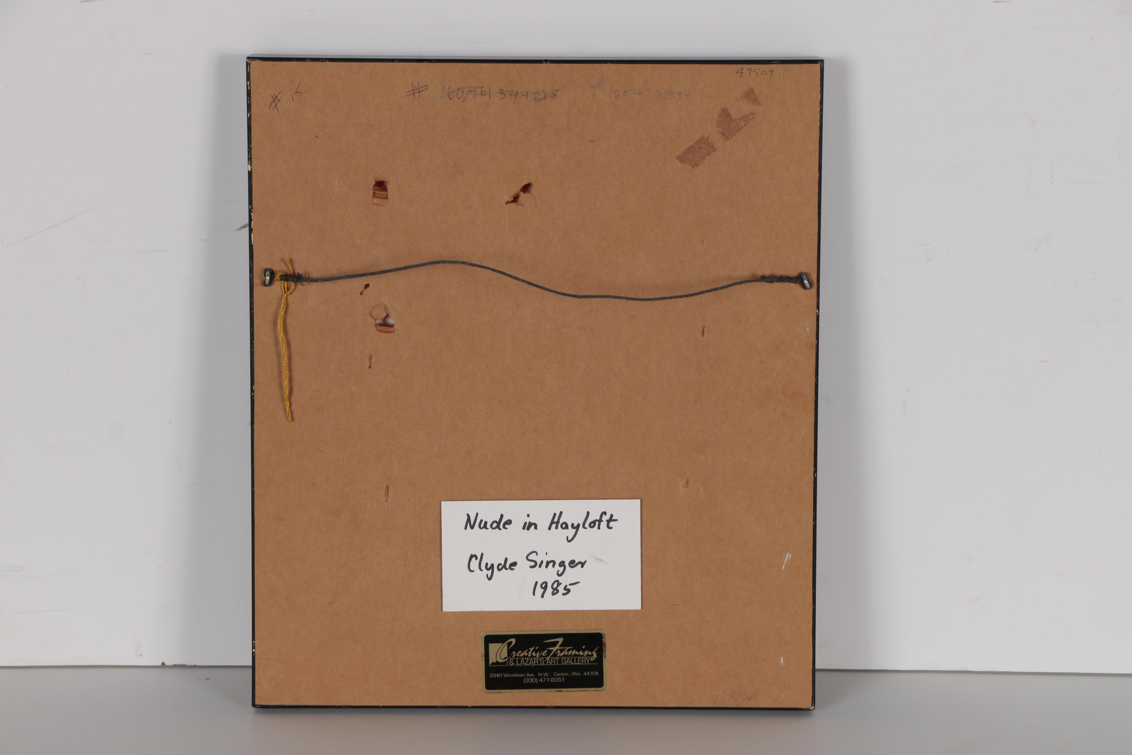 Clyde Singer Oil Painting "Nude in Hayloft", 1985