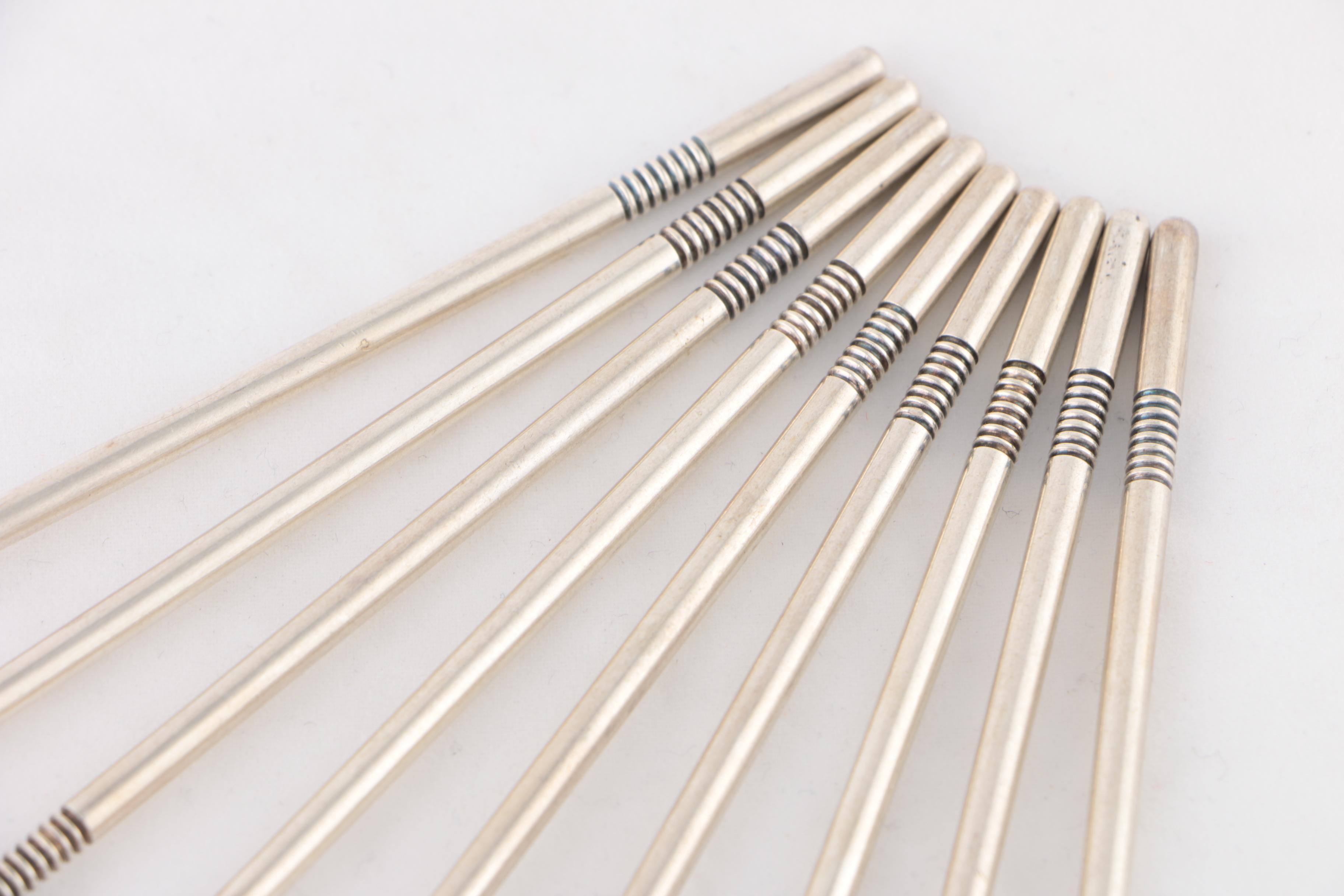 Gorham "Harvard" Silver Plate Crab Forks with Japanese Silver Plate Sauce Dishes