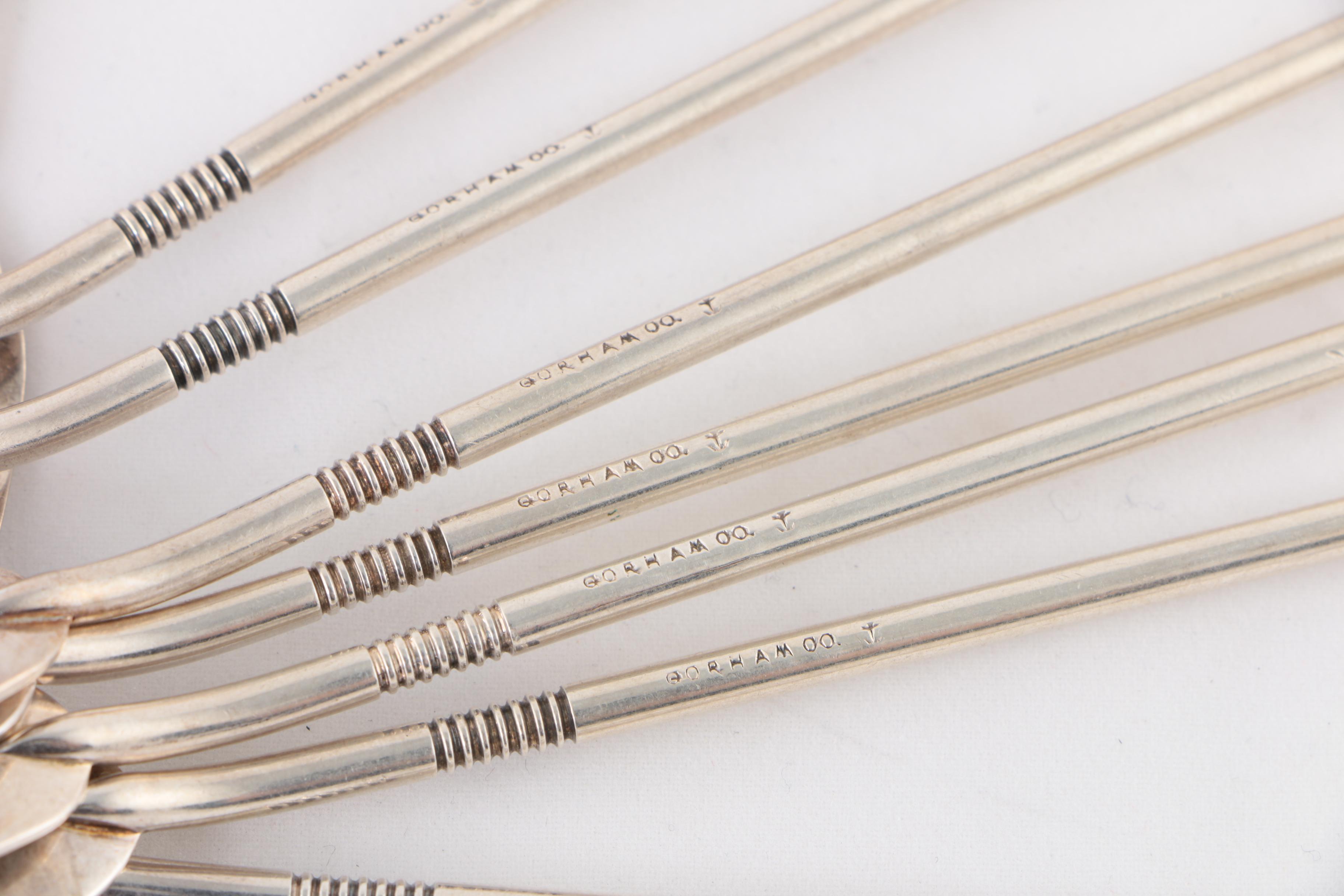 Gorham "Harvard" Silver Plate Crab Forks with Japanese Silver Plate Sauce Dishes