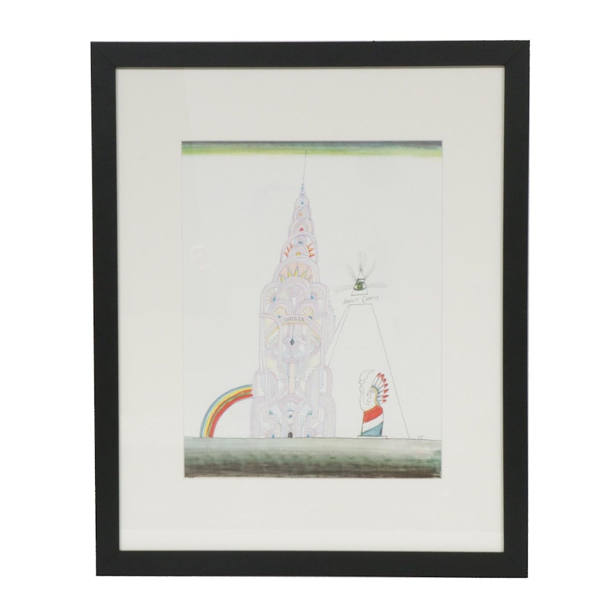 Saul Steinberg Color Lithograph for "Derrière le Miroir"