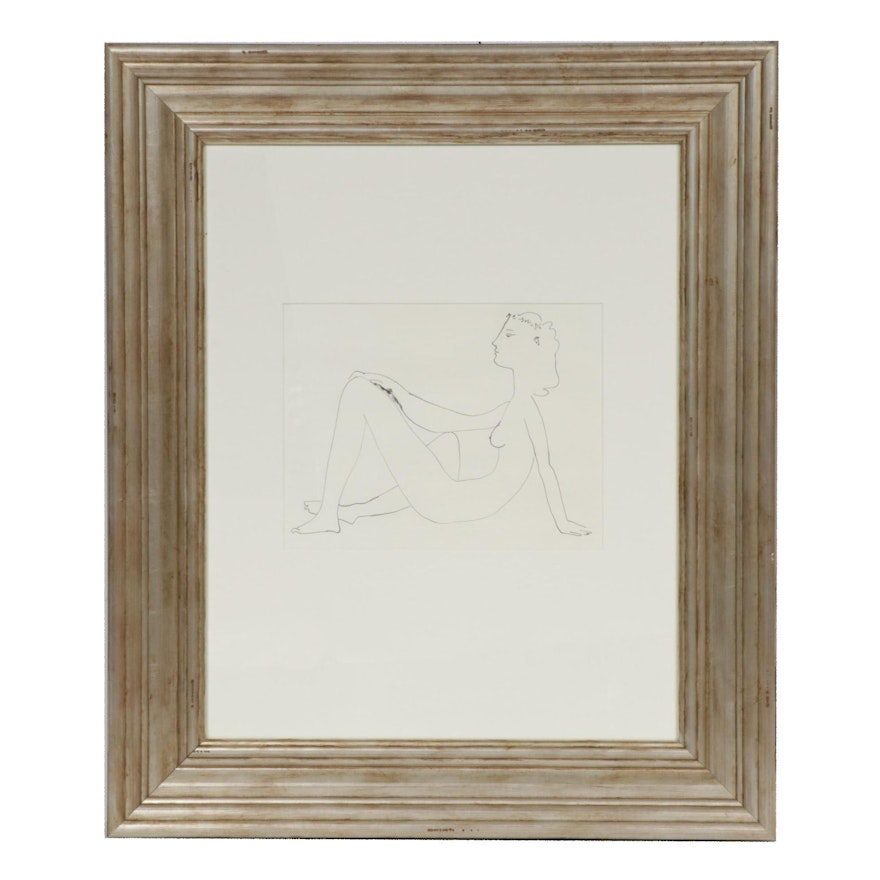 Lithograph after Pablo Picasso "Seated Nude in Profile"