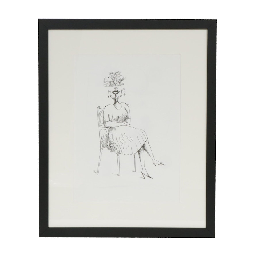 Saul Steinberg Lithograph for "Derrière le Miroir"