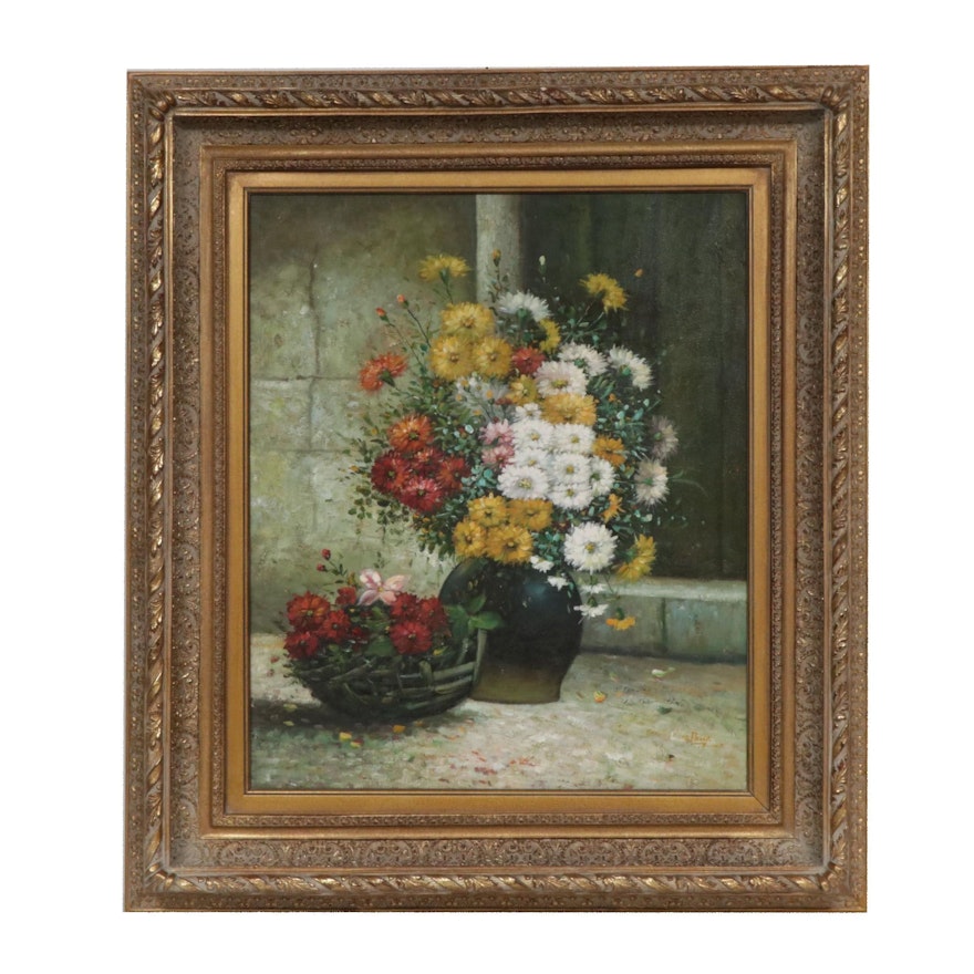 Impressionist Style Floral Still Life Impasto Oil Painting