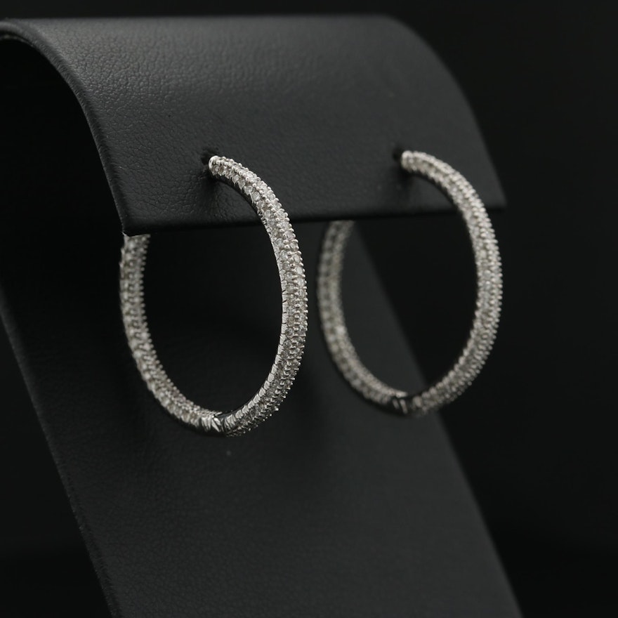 18K White Gold 1.97 CTW Diamond Inside-Out Hoop Earrings